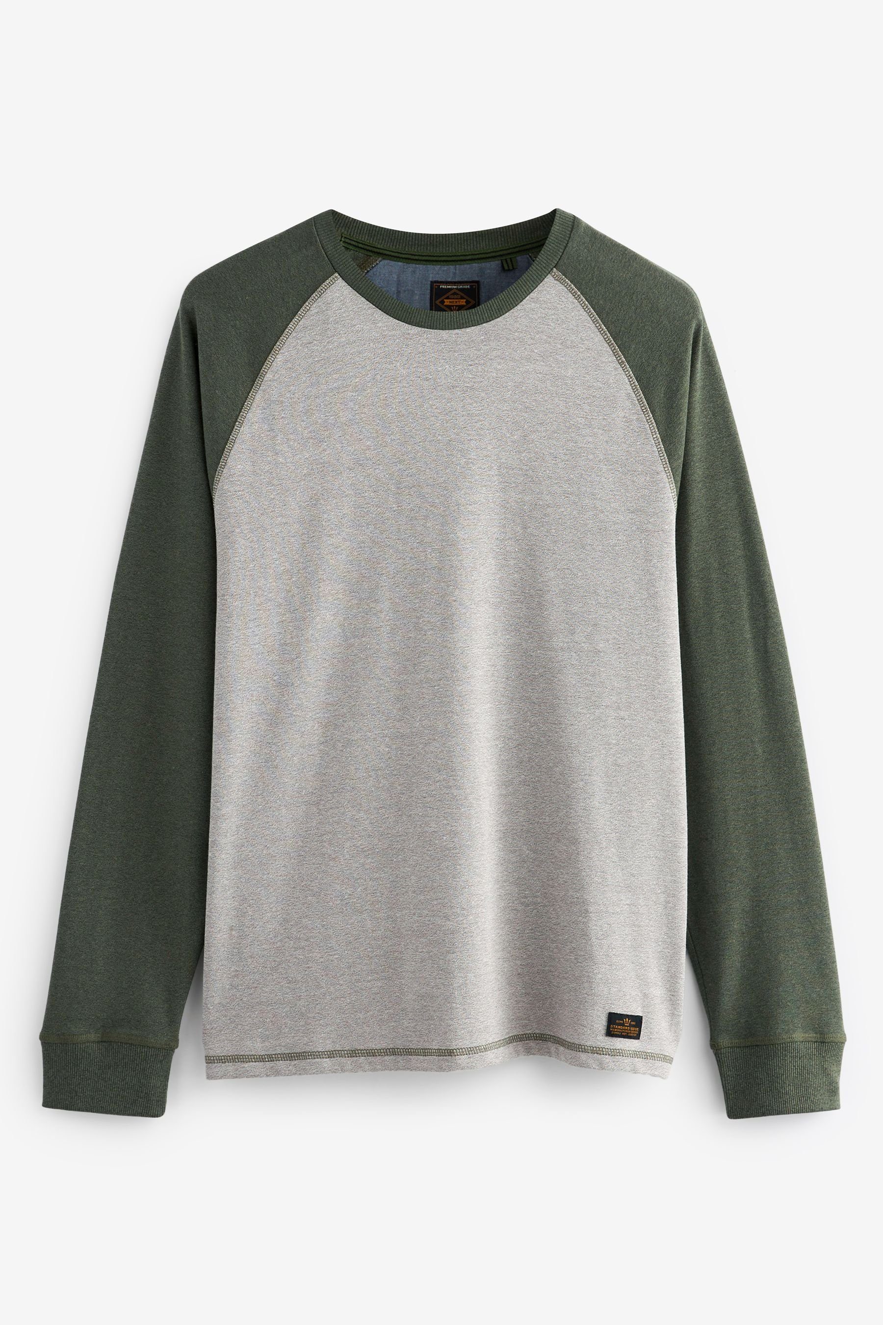 Next Langarmshirt Langärmliges Raglan-T-Shirt (1-tlg) Grey/Green