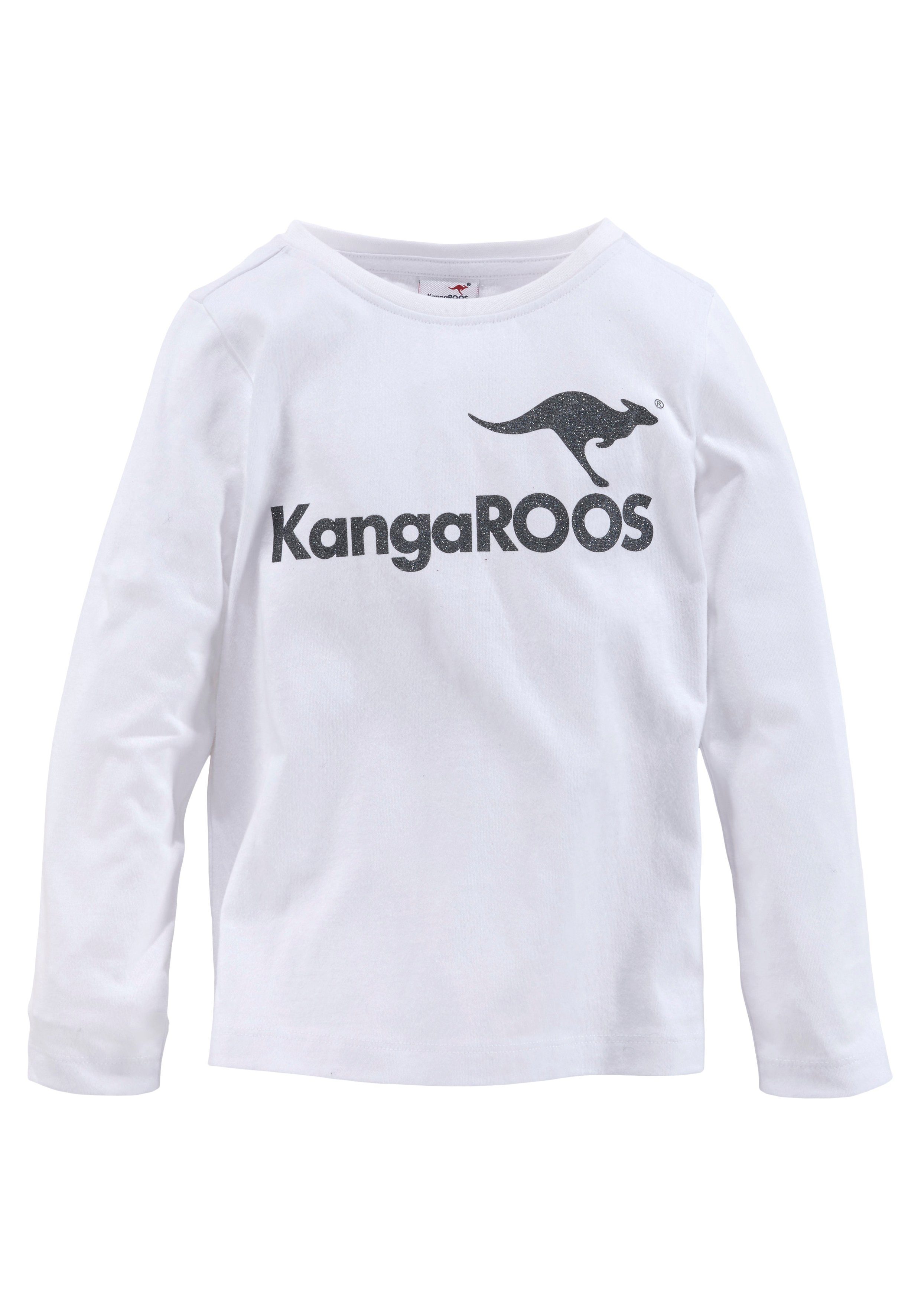 KangaROOS Langarmshirt (Packung, Glitzerdruck 2-tlg) mit