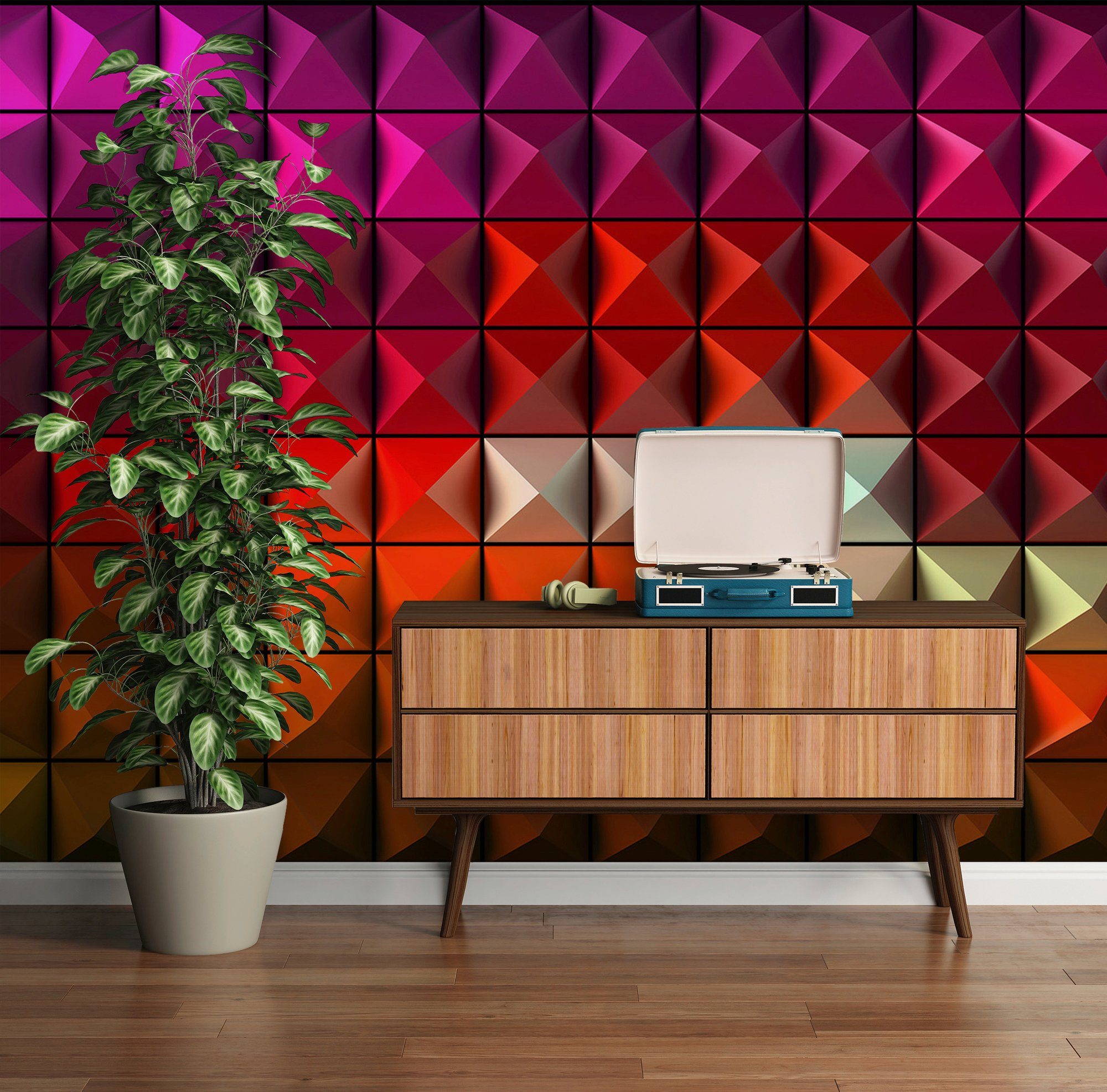 St), Paper Blocks, (Set, Architects Fototapete 5 3D Vlies, Wand, Colourfull Schräge