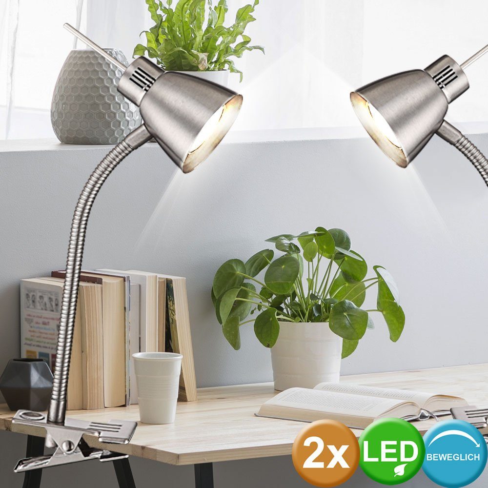 etc-shop Klemmleuchte, 2x LED Schreib Tisch Klemm Lampen Arbeits Zimmer  FLEXO Spot Leuchten silber online kaufen | OTTO