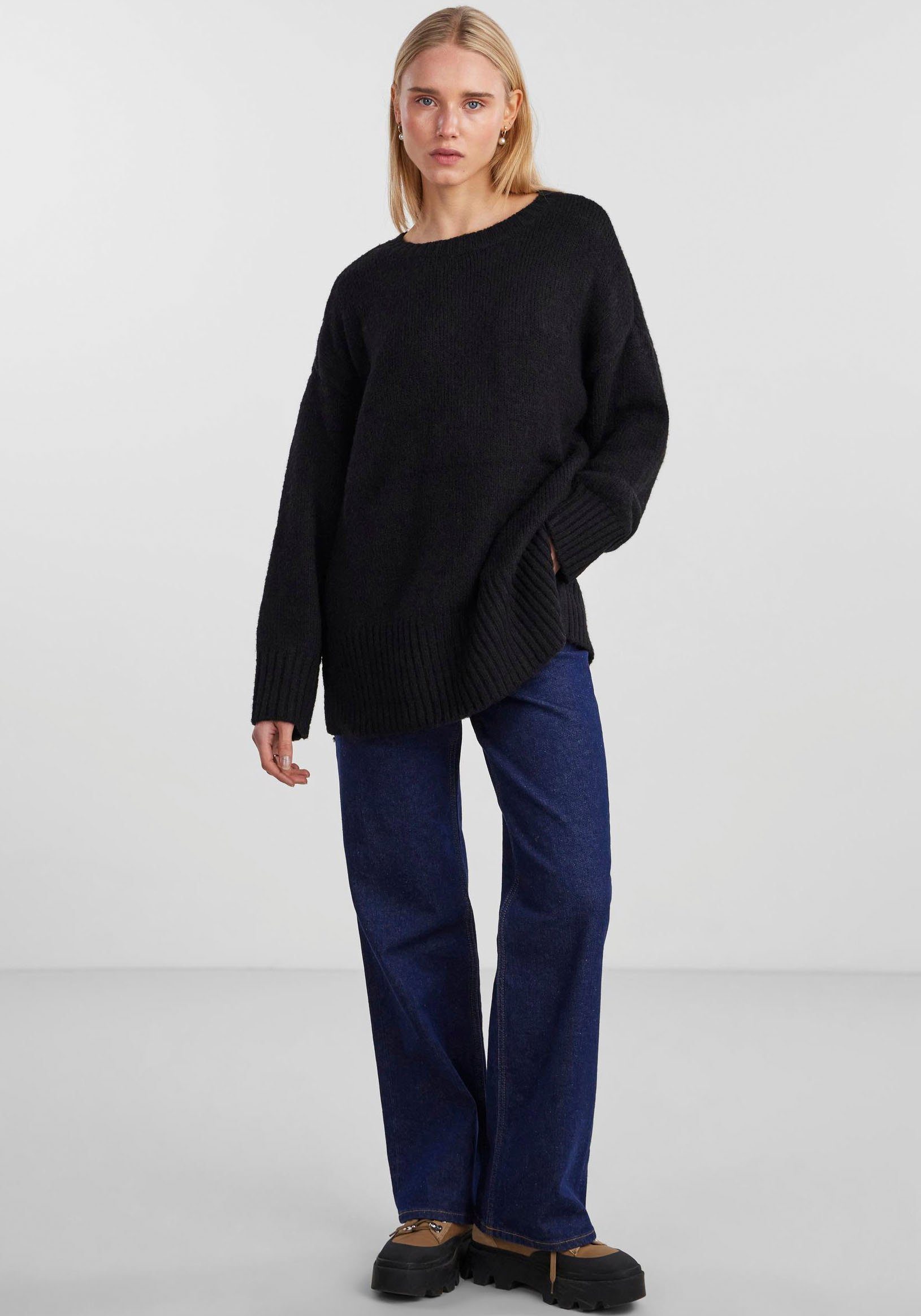 Black Strickpullover LS PCNANCY NOOS O-NECK pieces BC Oversized KNIT LOOSE