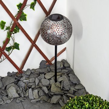 hofstein LED Solarleuchte LED Solar Lampe Garten Kugel Leuchte silber/Kupfer Lichteffekt