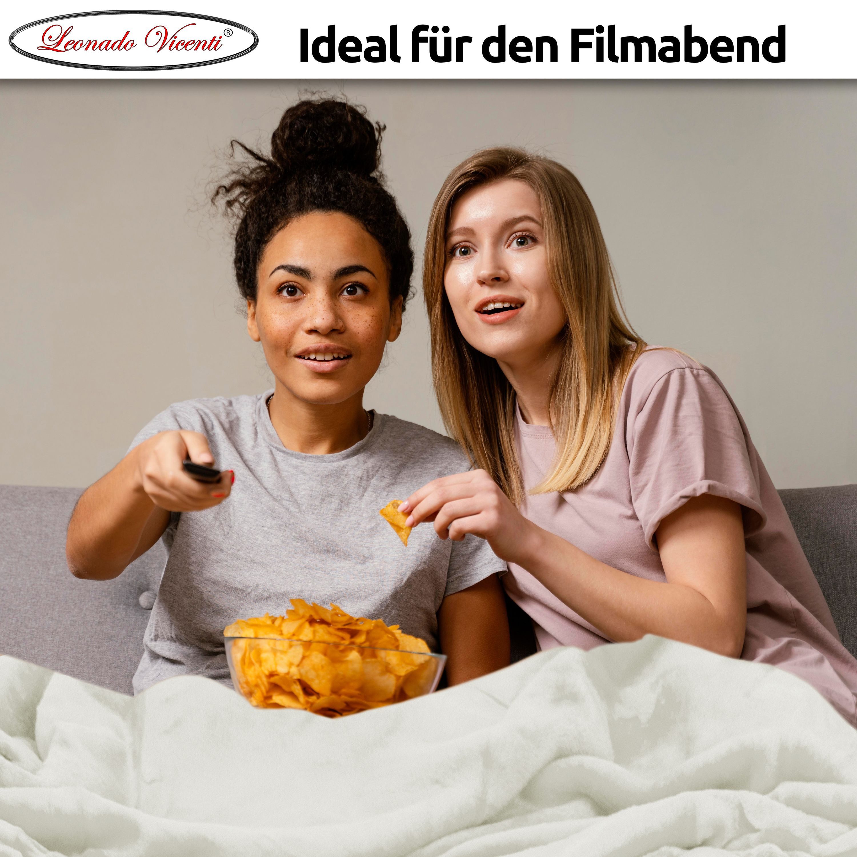 Wohndecke kuschelig warm 150x200, 220x240 oder 270x230, Leonado Vicenti, Kuscheldecke flauschig weich, Einfarbig