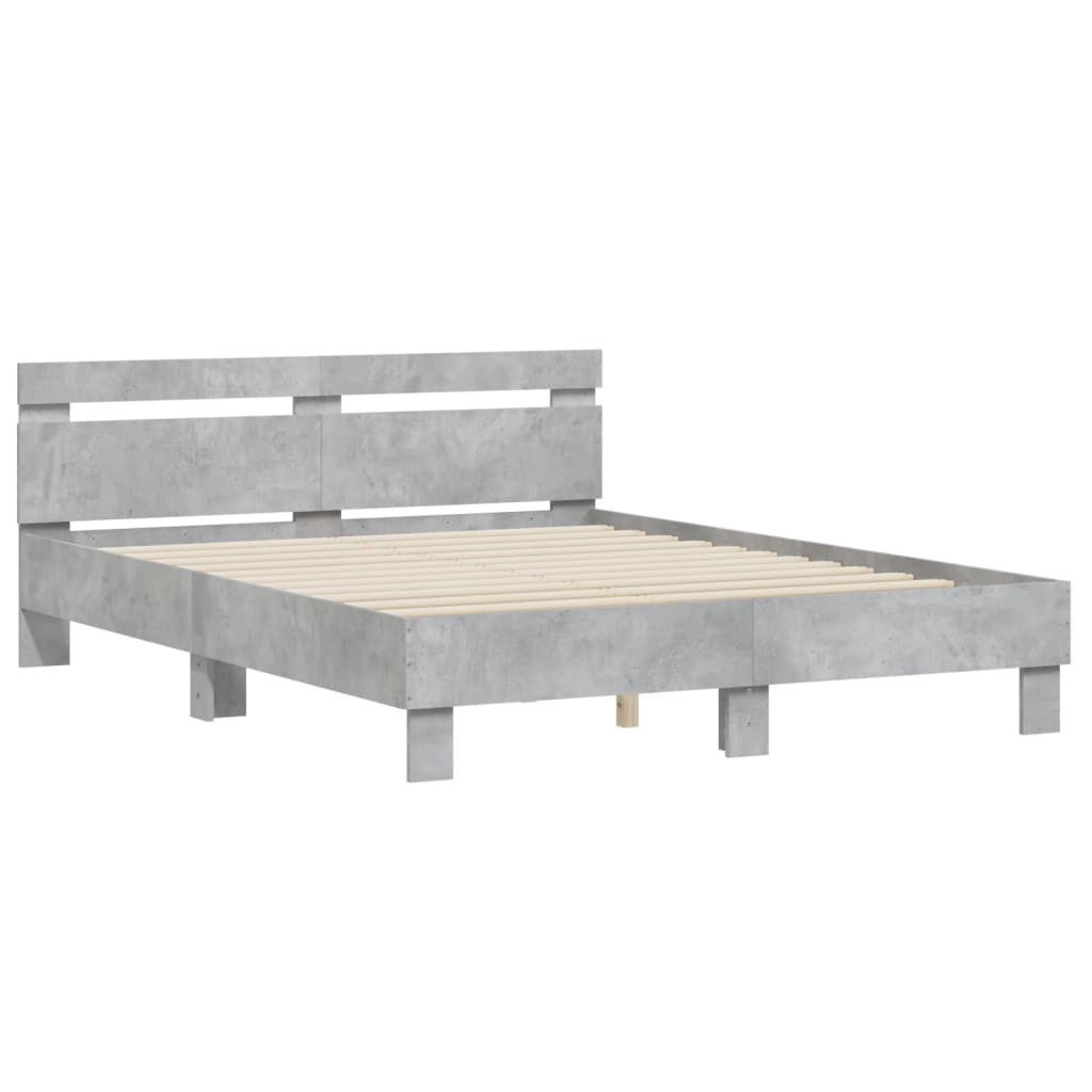 furnicato Bettgestell mit Kopfteil Betongrau 140x200 cm Holzwerkstoff