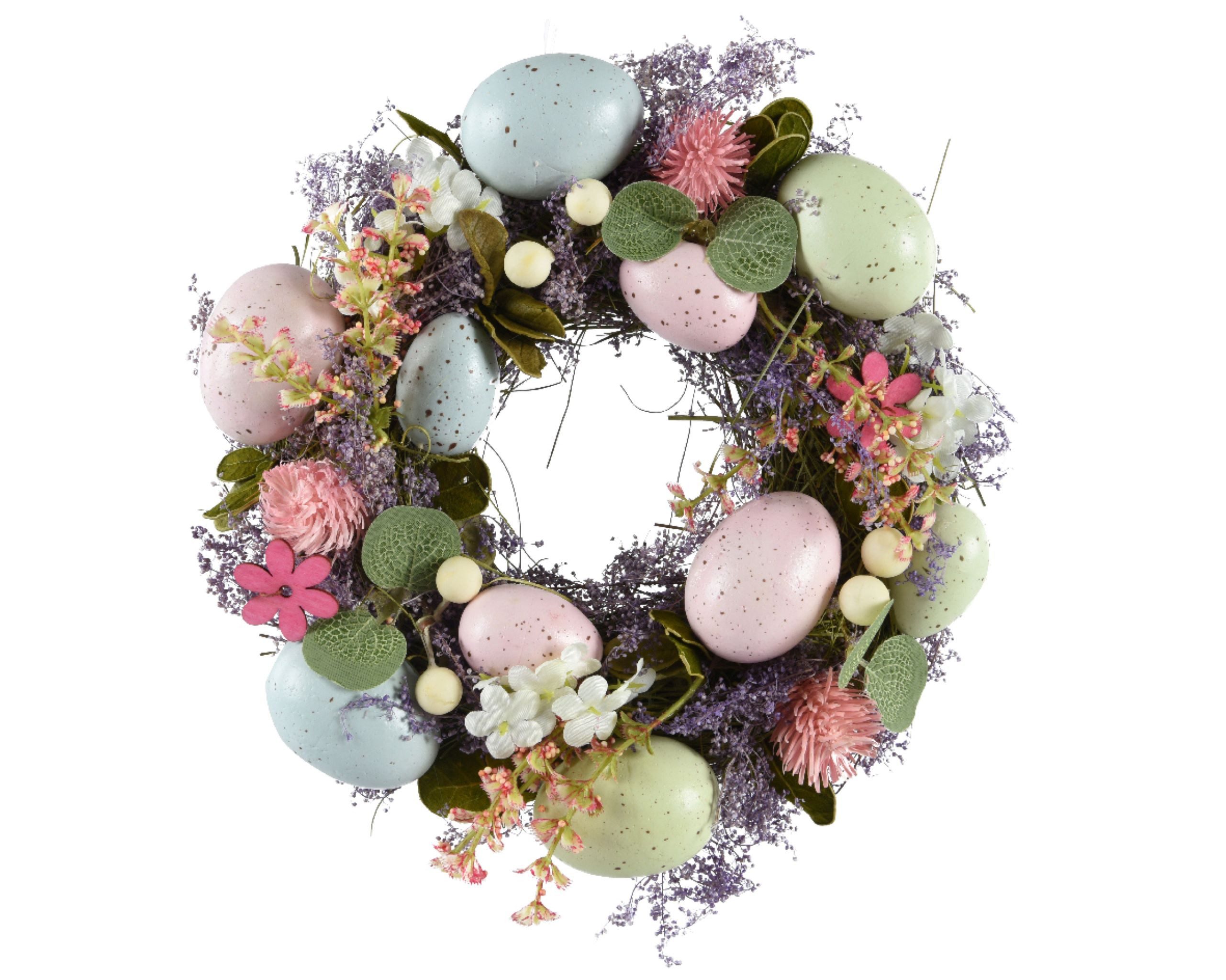 Kaemingk Osterkranz, Osterkranz mit Dekoeiern & Blumen 23cm Kunststoff Bunt Pastell