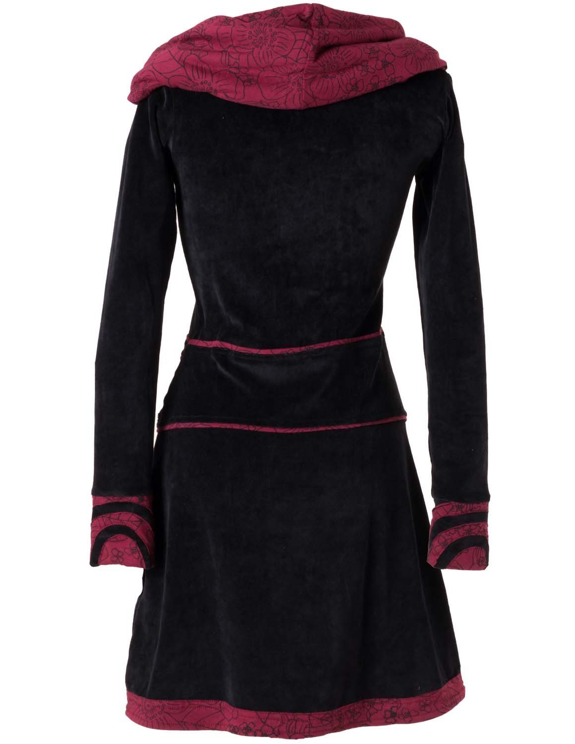 Vishes Midikleid Samtkleid warm mit großem Kapuzenkragen Ethno, Hippie, Goa günstig online kaufen