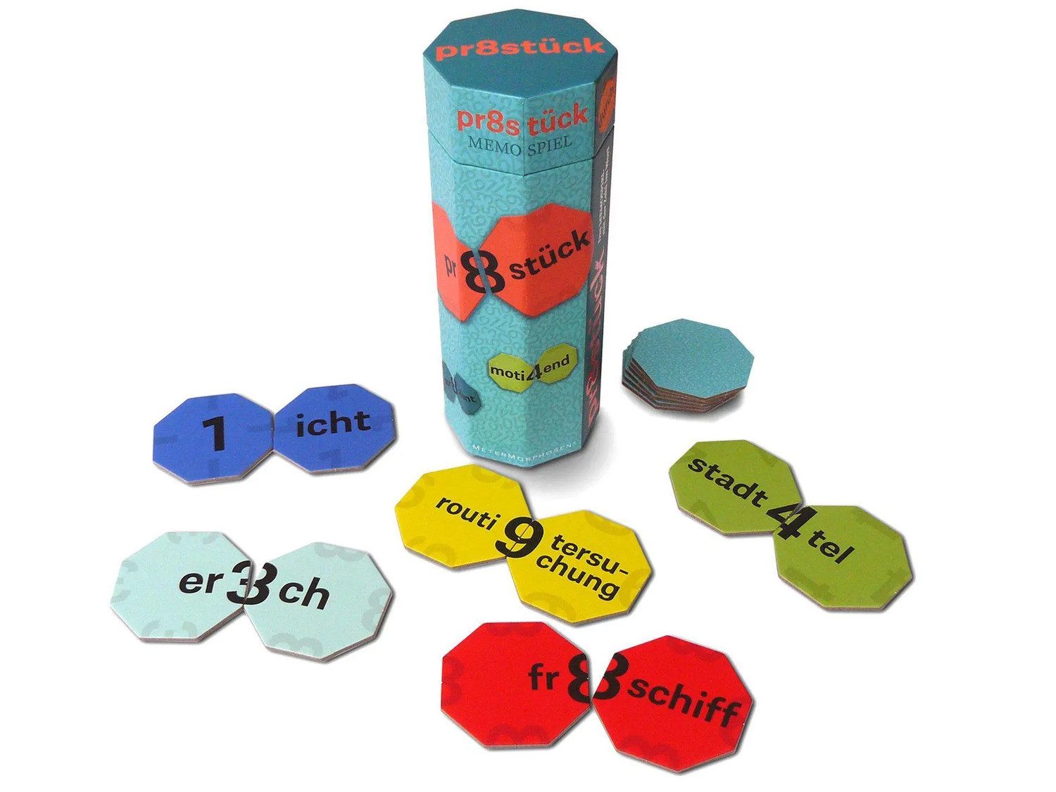 Metermorphosen Spiel Prachtstück /Pr8stück. Das Memospiel mit der Zahl im Wort
