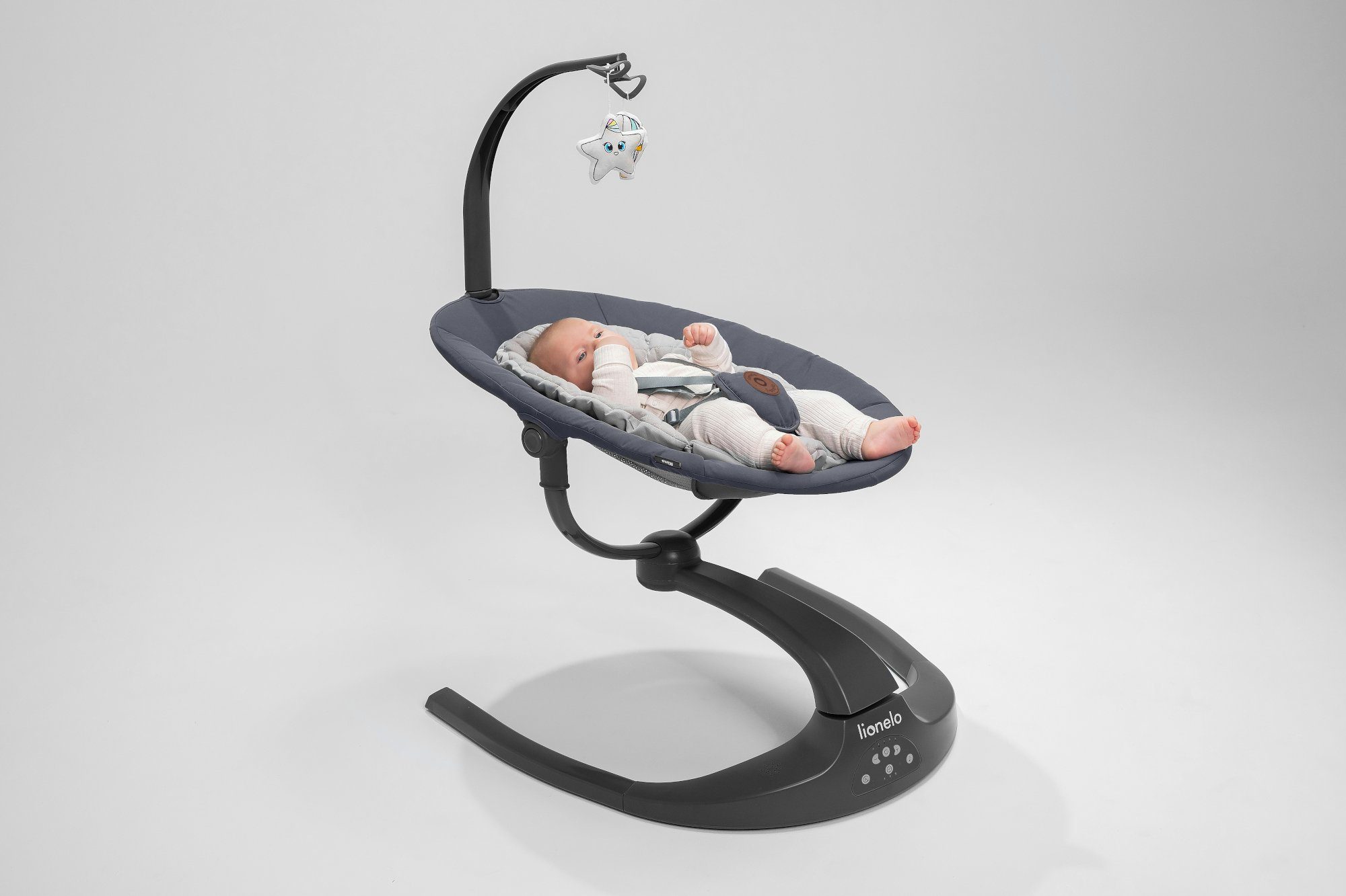 lionelo Babywippe LO-RINA, 360° drehbarer Sitz2-in-1Schaukelsperre