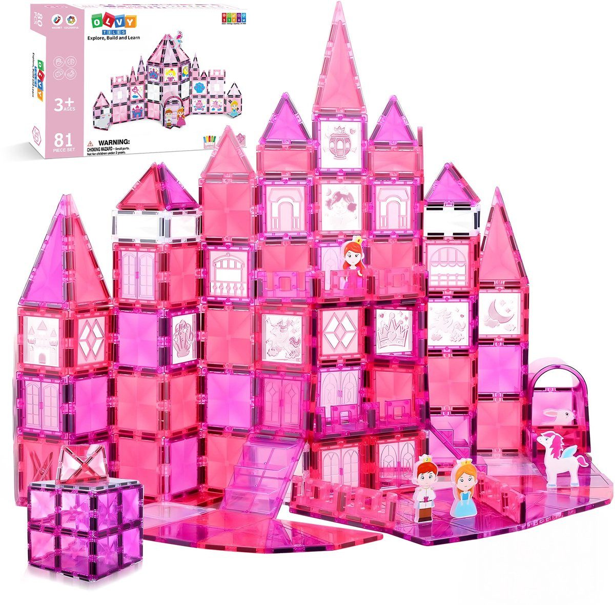 Olvy Olvy Magnetische Bausteine Montessori Spielzeug 80 pcs Magnetspielbausteine, (81 St)