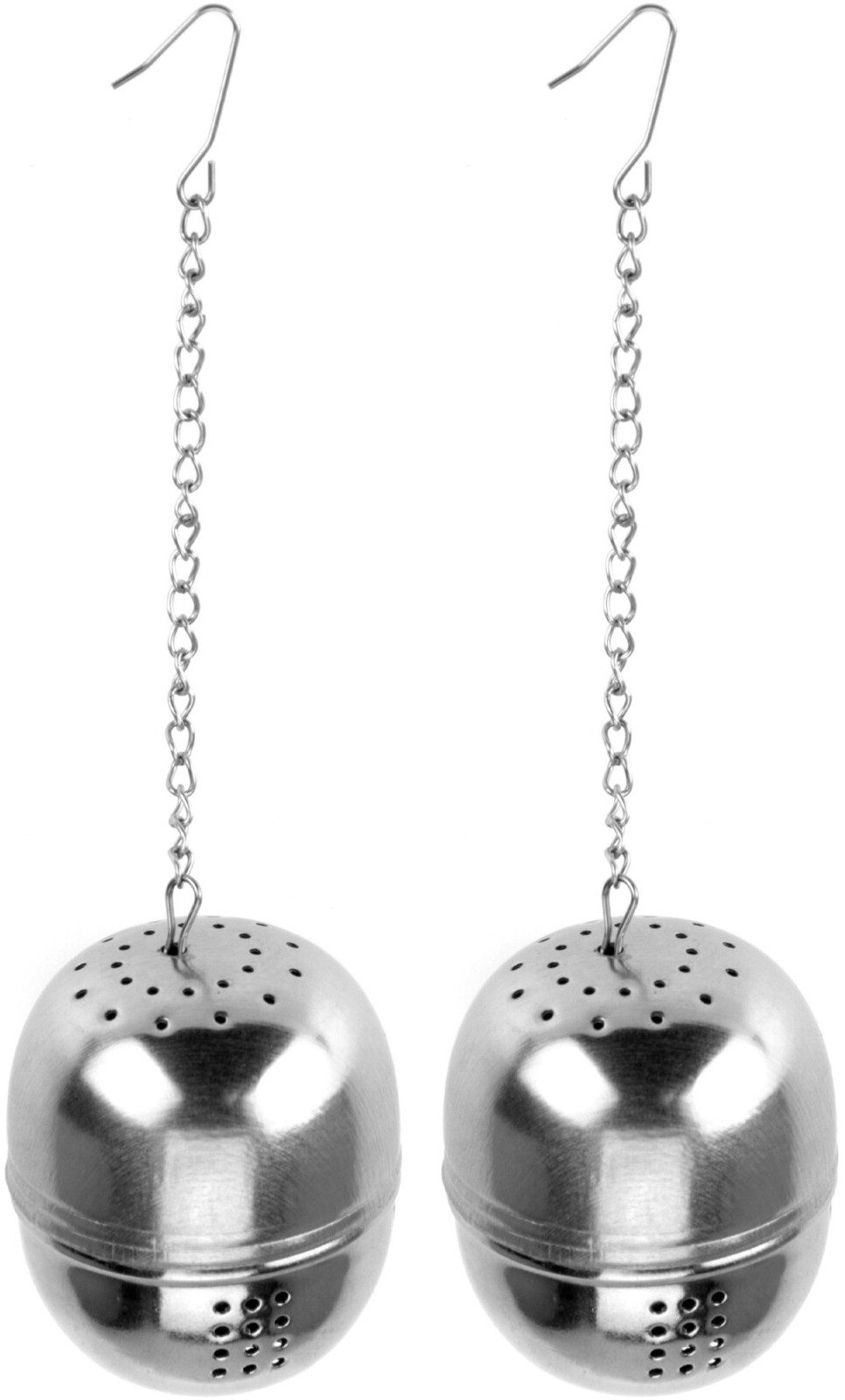 Koopman Teesieb Tee-Ei Teekugel Teefilter Edelstahl Silber Ø 4cm 2er Set, Edelstahl, (Set, 2-St., Packung), Rostfrei, Sieb, Edelstahl, mit Kette und Haken – Bild 2 von 4