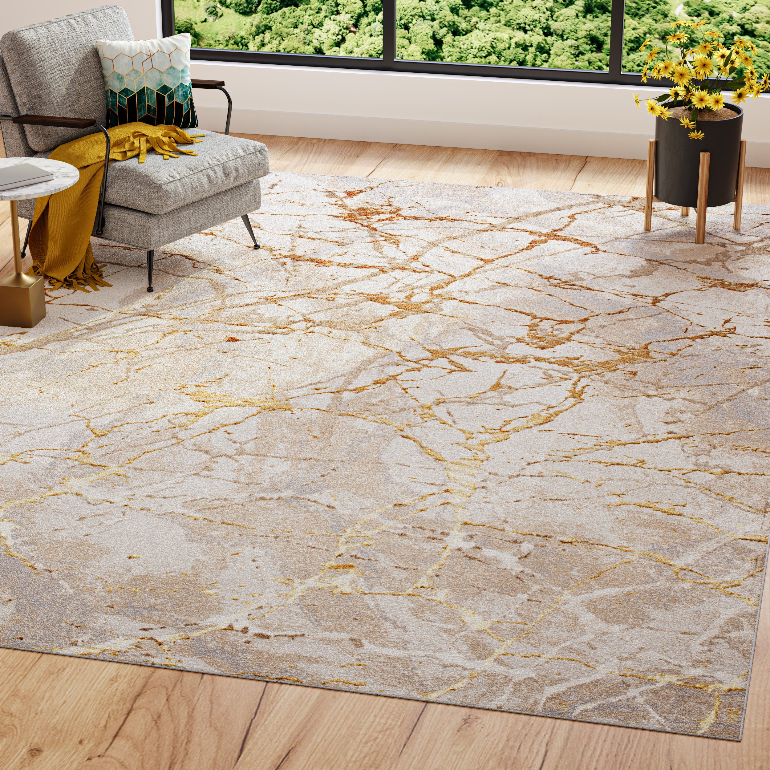 Tapiso Designteppich GOLDEN, rechteckig, Höhe: 16 günstig online kaufen
