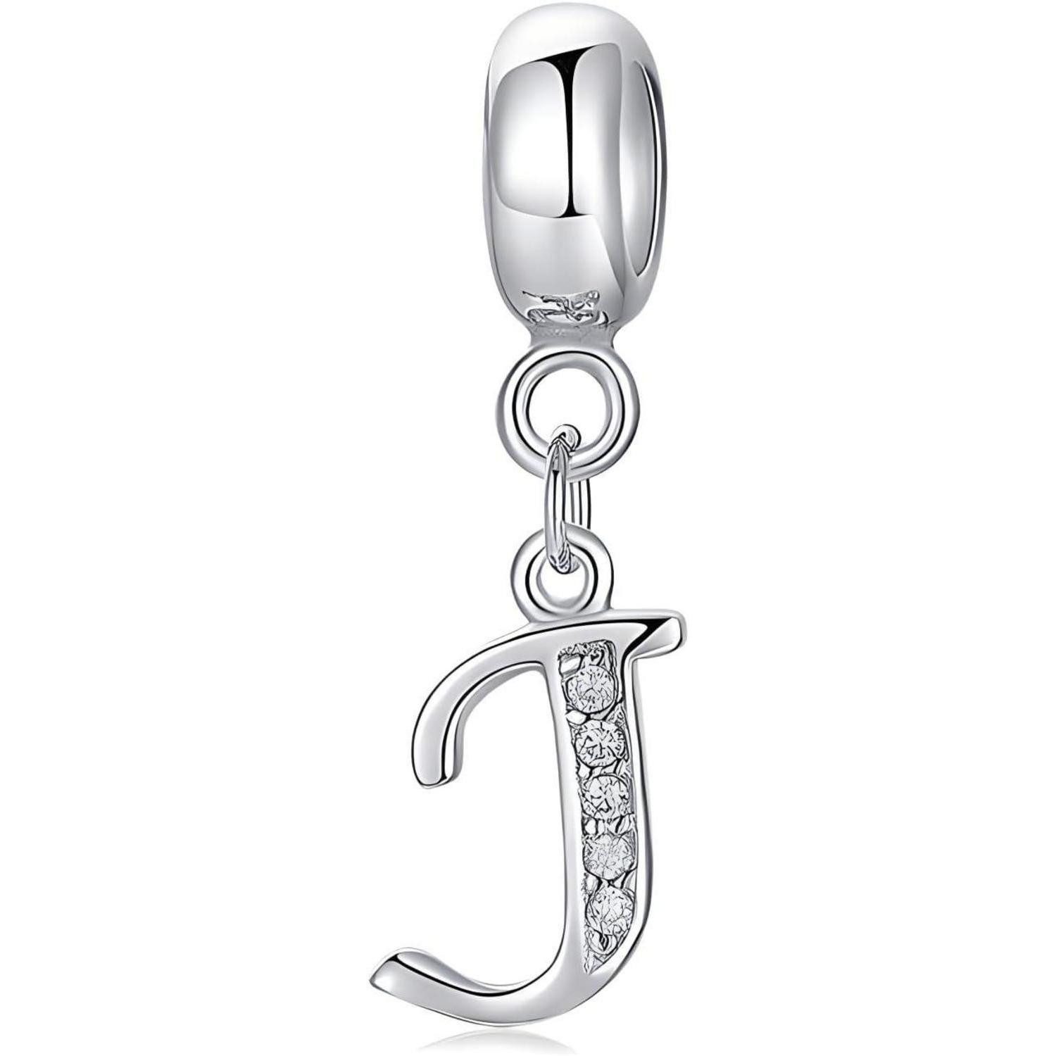 Charm Buchstabe Anhänger Damen 925 Silber Buchstaben A Z Armband Charms Buchstaben-4-J