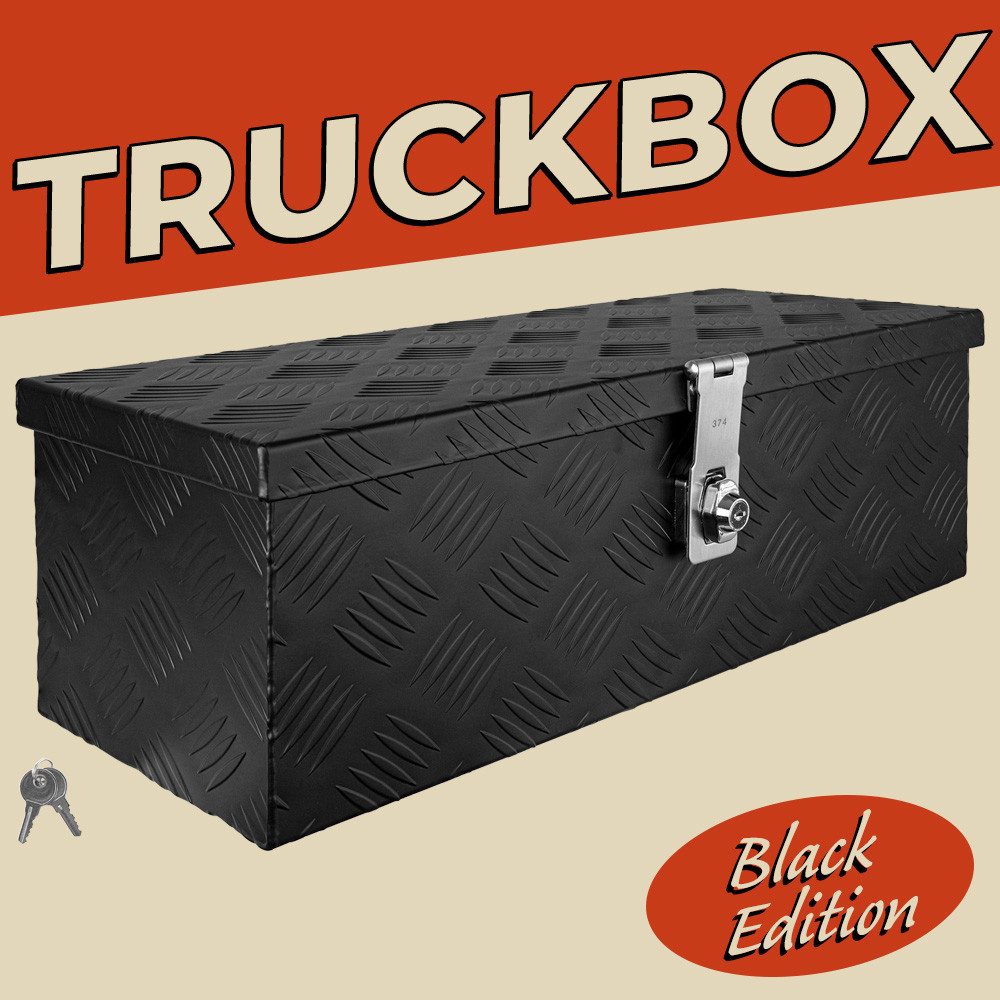 Trucky Anhänger-Deichselbox Deichselbox Werkzeugkasten Truckbox Alu Box Transportbox D025 Schwarz