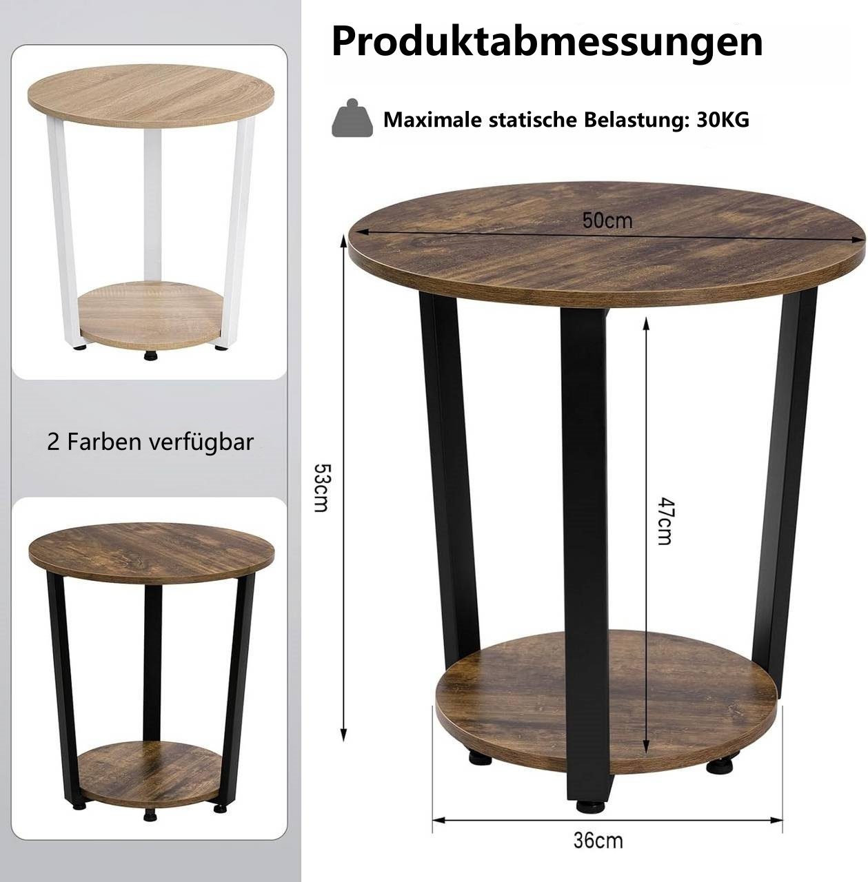 mit Holzwerkstoff aus 2 Woltu Vintage-Braun Couchtisch Beistelltisch Ablagen, (1-St),