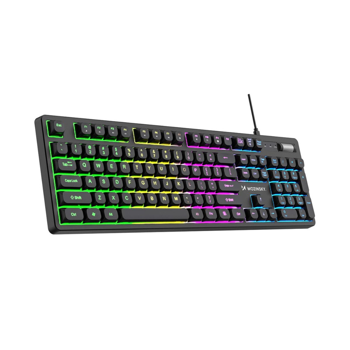 Wozinsky WKG-200 QWERTY Gaming-Tastatur (RGB Gaming Tastatur mit Lautstärkerad)