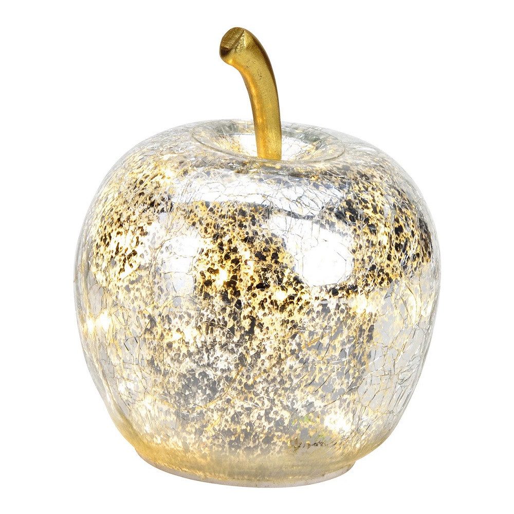 Wurm LED Dekoobjekt G. Wurm LED Glas Apfel Silber Gold 11x12 cm Dekoobjekt Weihnachten