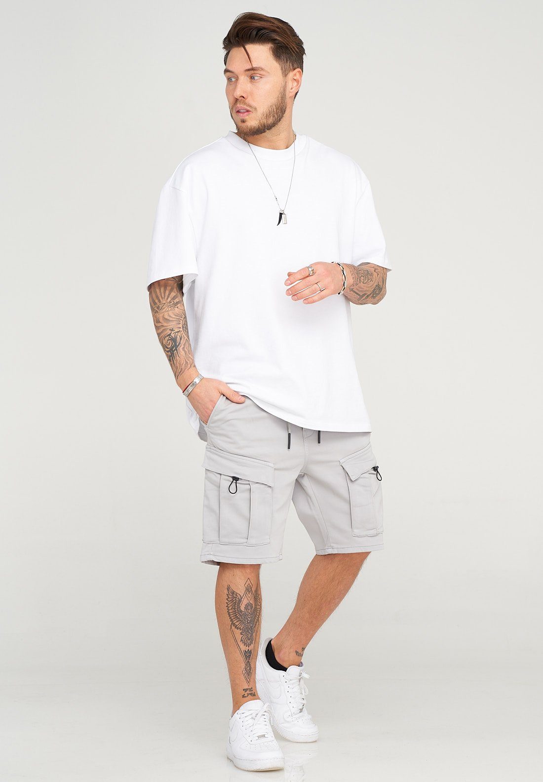 behype Shorts ISMAEL praktischen mit Cargotaschen grau