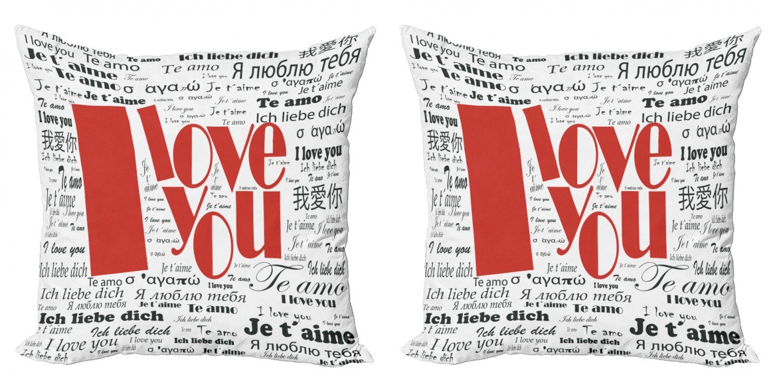 Kissenbezüge Modern Accent Doppelseitiger Digitaldruck, Abakuhaus (2 Stück), Ich liebe dich Zeitung Wörter