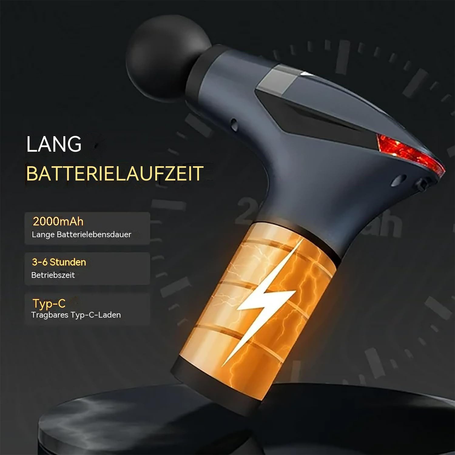 TWUFY Massagepistole Massagepistole Tiefengewebe Massagepistole 12 mm Hub, 12 Geschwindigkeiten & LCD Screen, 4 Aufsätze, Leiser Handmassager, für Schulter Körp – Bild 4 von 5