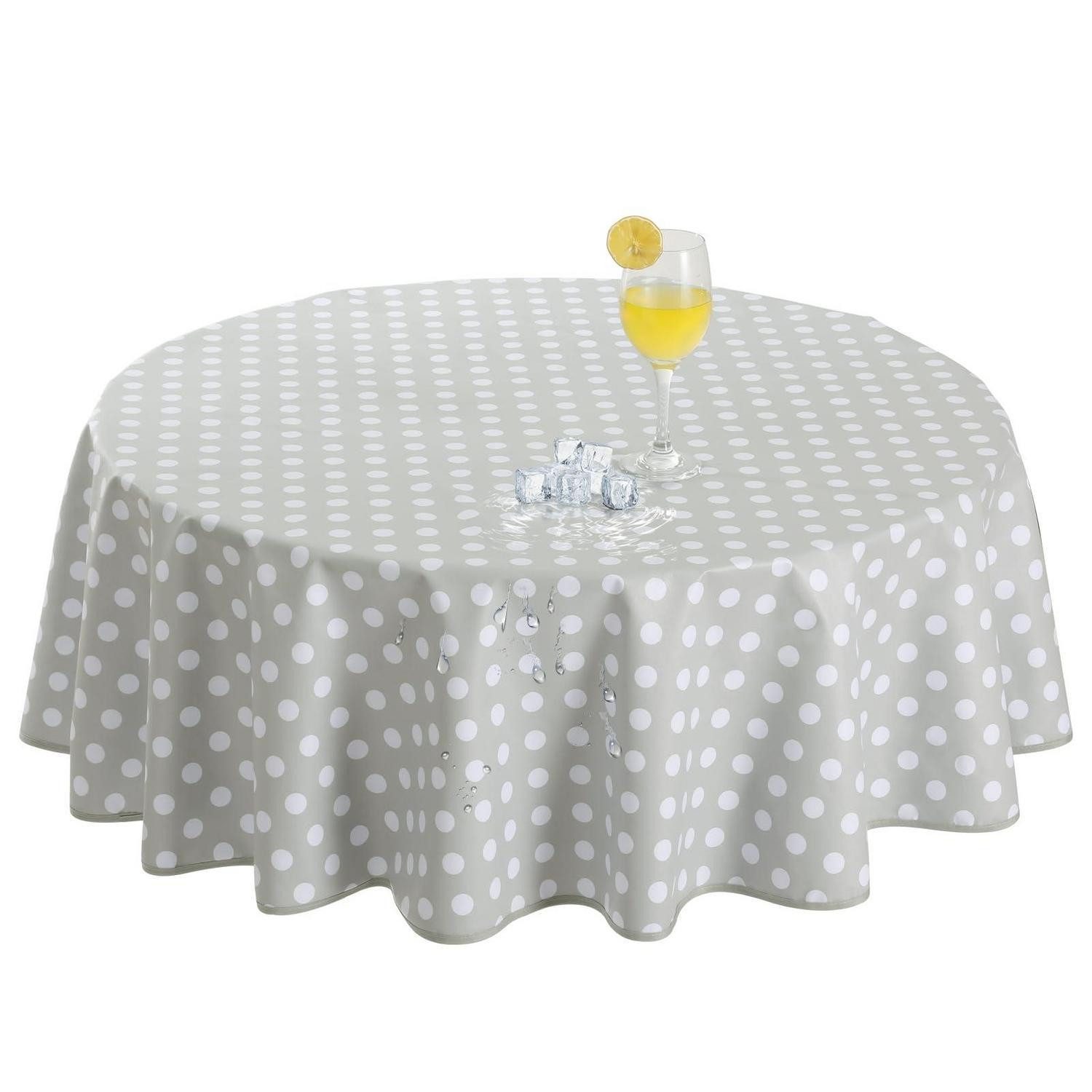 LuxusKollektion Gartentischdecke Tischdecke Rund 120cm Grau mit Punkten (1-tlg)