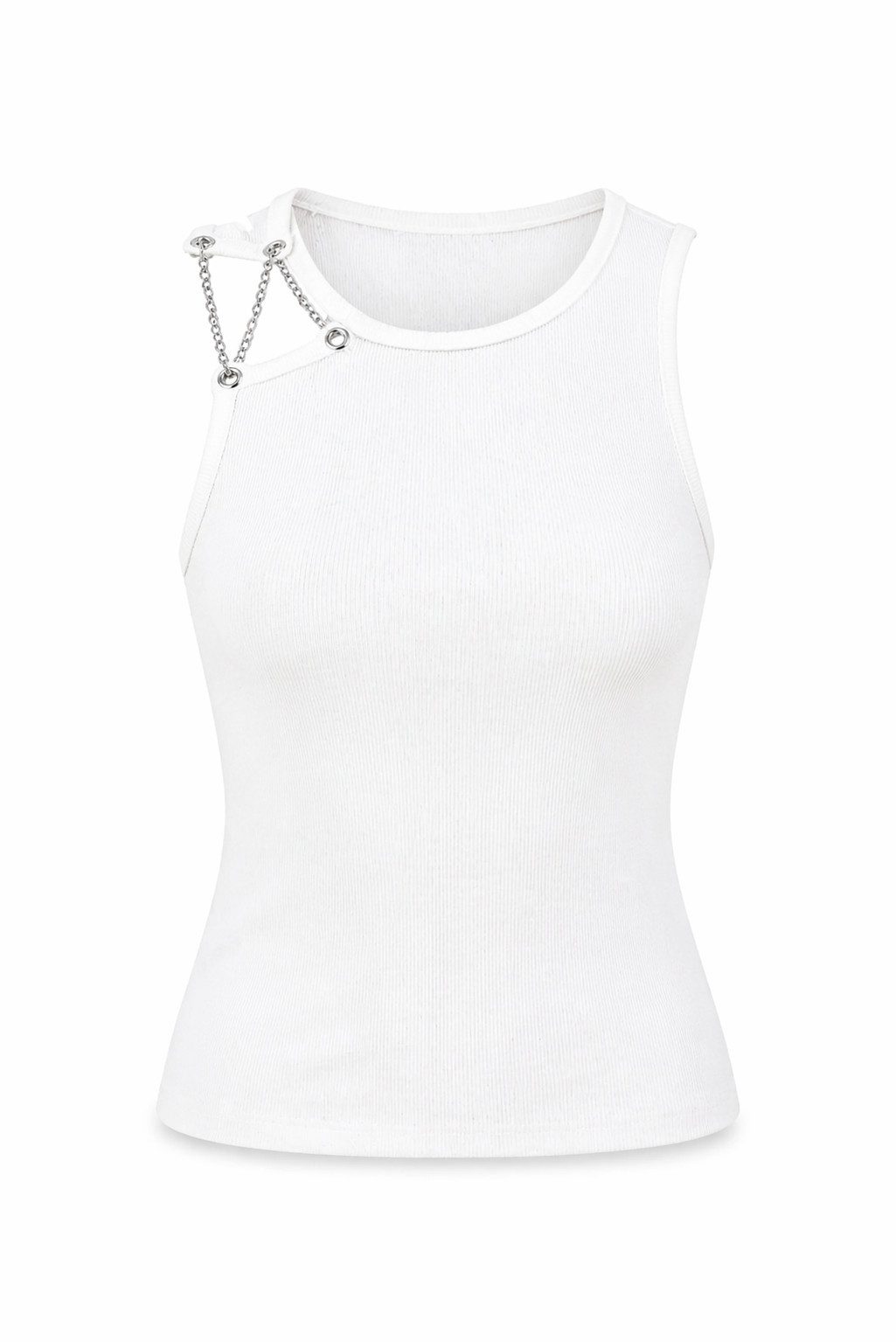 Kurzarmshirt Dorila Rib Top Damen - Tanktop weiß - ärmelloses Top Damen - Shirt