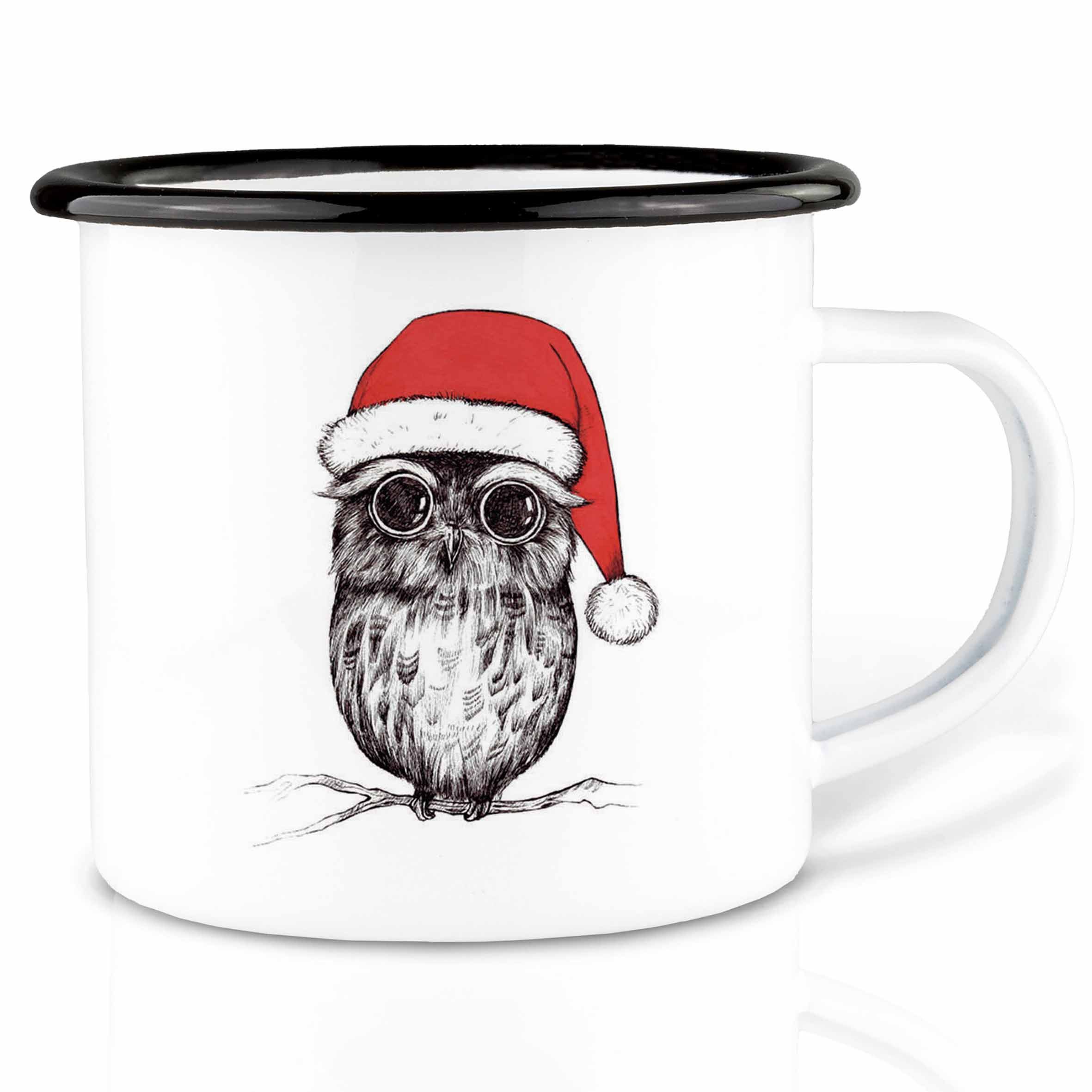 Ligarti Tasse Emaille Tasse – Weihnachtseule
