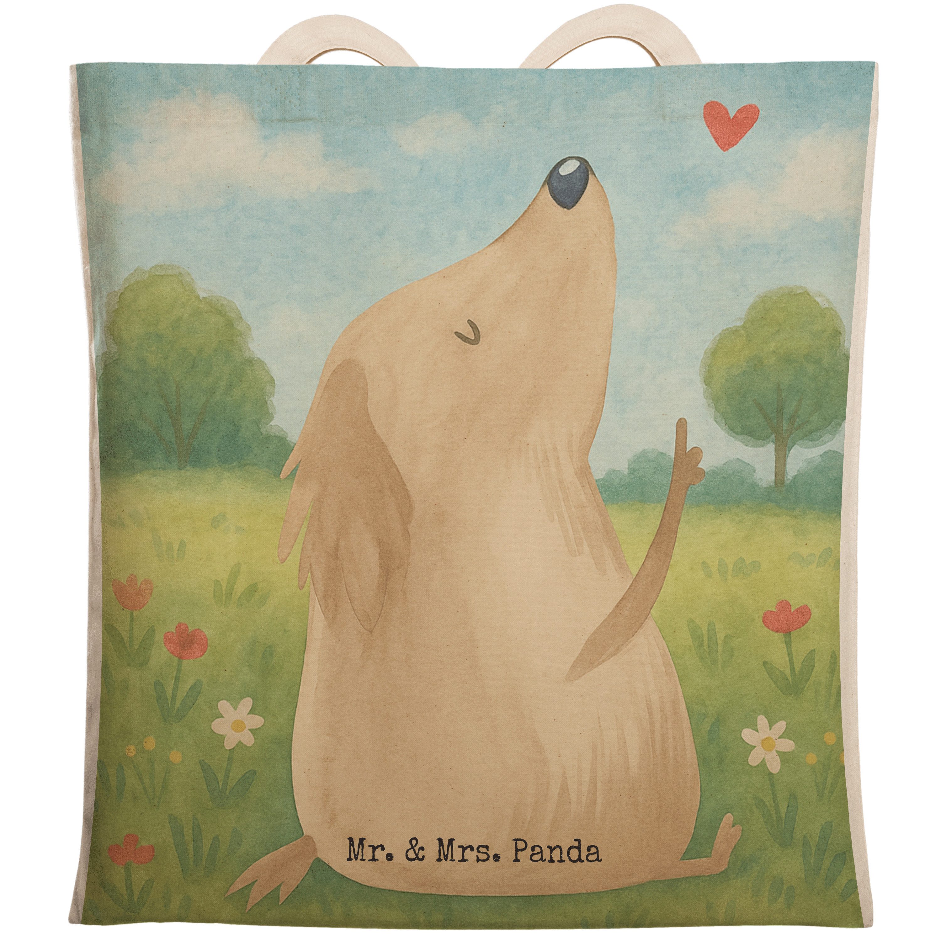 Mr. & Mrs. Panda Tragetasche Hund Liebe Design, Tote Bag, Weiß, Sprüche, Herz, Beutel, Einkaufstas (Packung), Tragetasche Mit Spruch Beutel Alltagstasche
