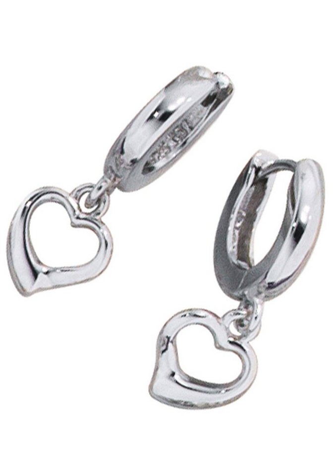 JOBO Paar Creolen, Herz 925 Silber silbe... JOBO Paar Creolen, Herz 925 Silber silbe...