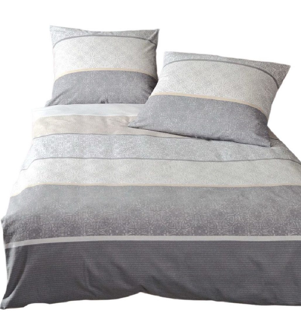 Janine Bettwäsche Bettbezug 135x200 80x80 biber gestreift warm sale bieber günstig online kaufen