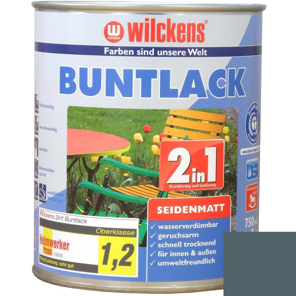 Wilckens Farben Kunstharzlack Buntlack 2in1, seidenmatt, Anthrazitgrau (RAL 7016), 750 ml