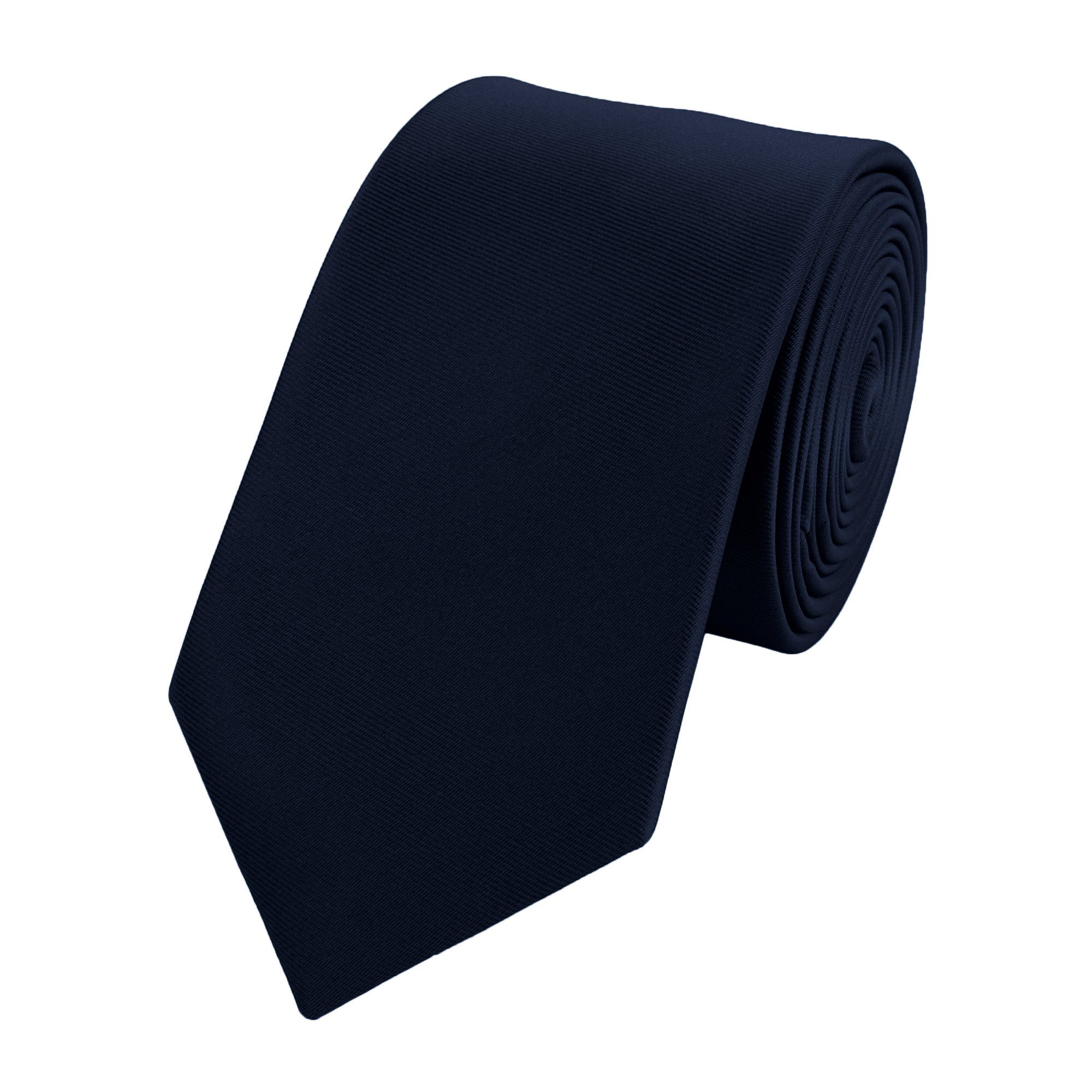 Fabio Farini Krawatte Herren Krawatte Blautöne - verschiedene Blaue Männer Schlips in 6cm (ohne Box, 1-St., Unifarben) Schmal (6cm), Schwarzblau Uni Einfarbig - Black Blue