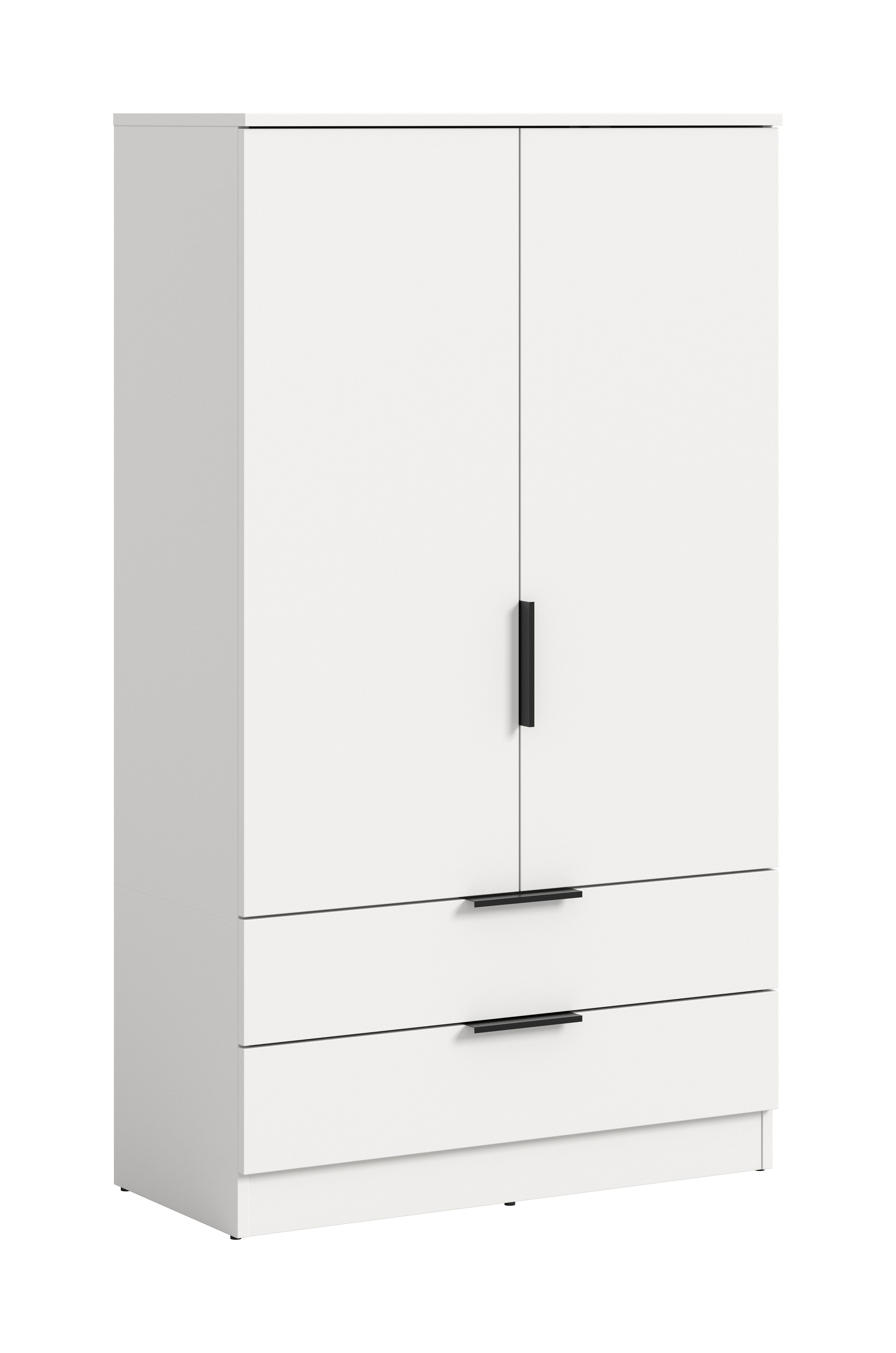 furnling Wäscheschrank Kovena 1 Kleiderstange, 2 Türen, 2 Schubladen, Breite 80 cm, weiß