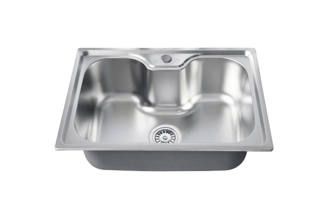 Faizee Möbel Edelstahlspüle Titan 60x42x20cm – rechteckig – inkl. Siphon-Set mit Armaturoption