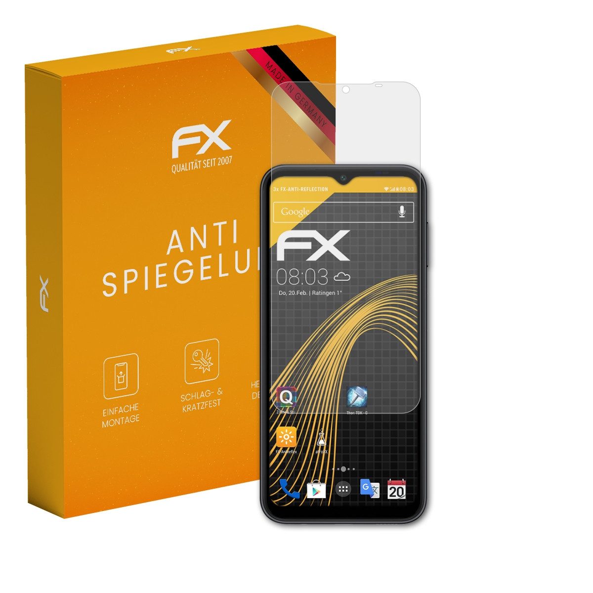atFoliX Schutzfolie für Samsung Galaxy A14, (3 Folien), Entspiegelnd und stoßdämpfend