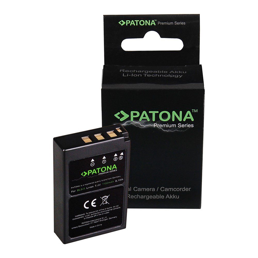 Patona Akku für Olympus BLS5 Kamera-Akku Ersatzakku 1100 mAh (7,4 V, 1 St), BLS-5 E-P3 E-PL2 PEN E-PL3 E-PM1 OM-D E-M10 Mark II Stylus 1 1s