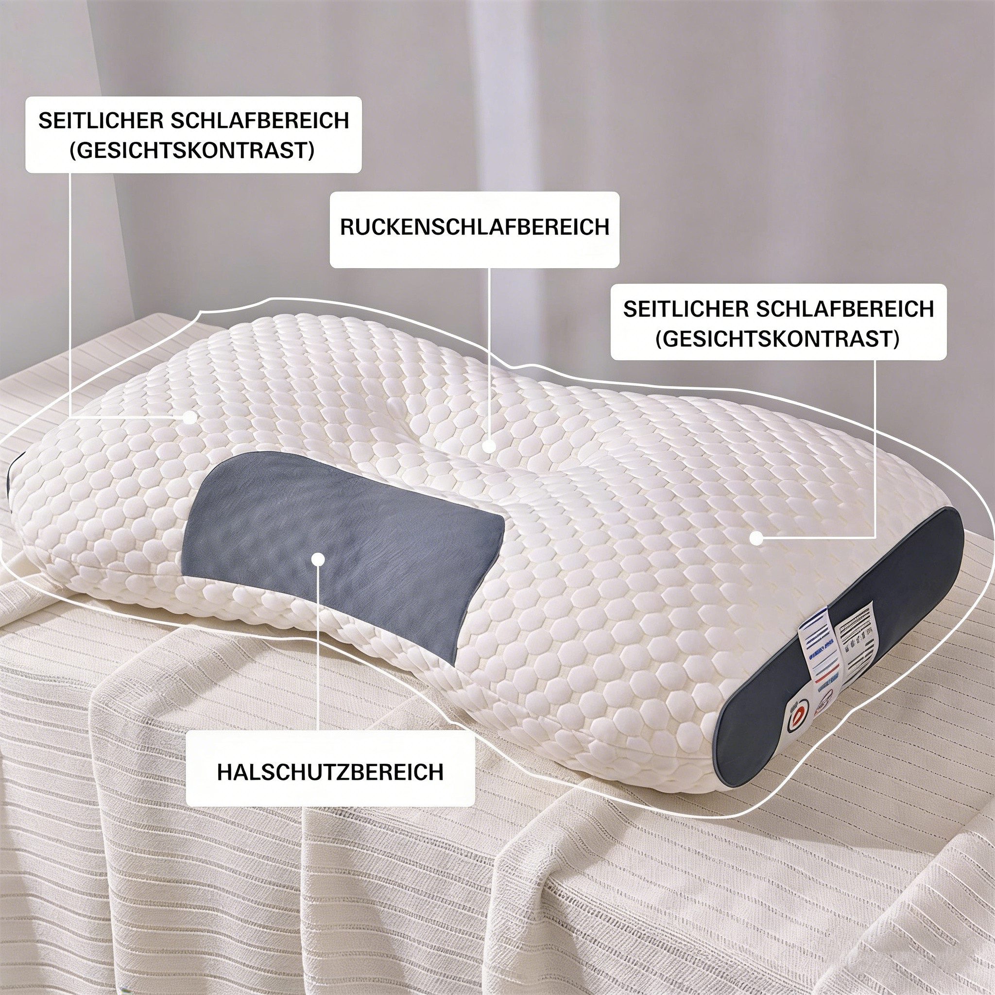 Kityhome Kopfkissen Kopfkissen Orthopädisches Nackenstützkissen 100% Polyester, Füllung: 100% Polyester, Hals, Seitenschläfer, Rückenschläfer, Set, 1 oder 2-tlg