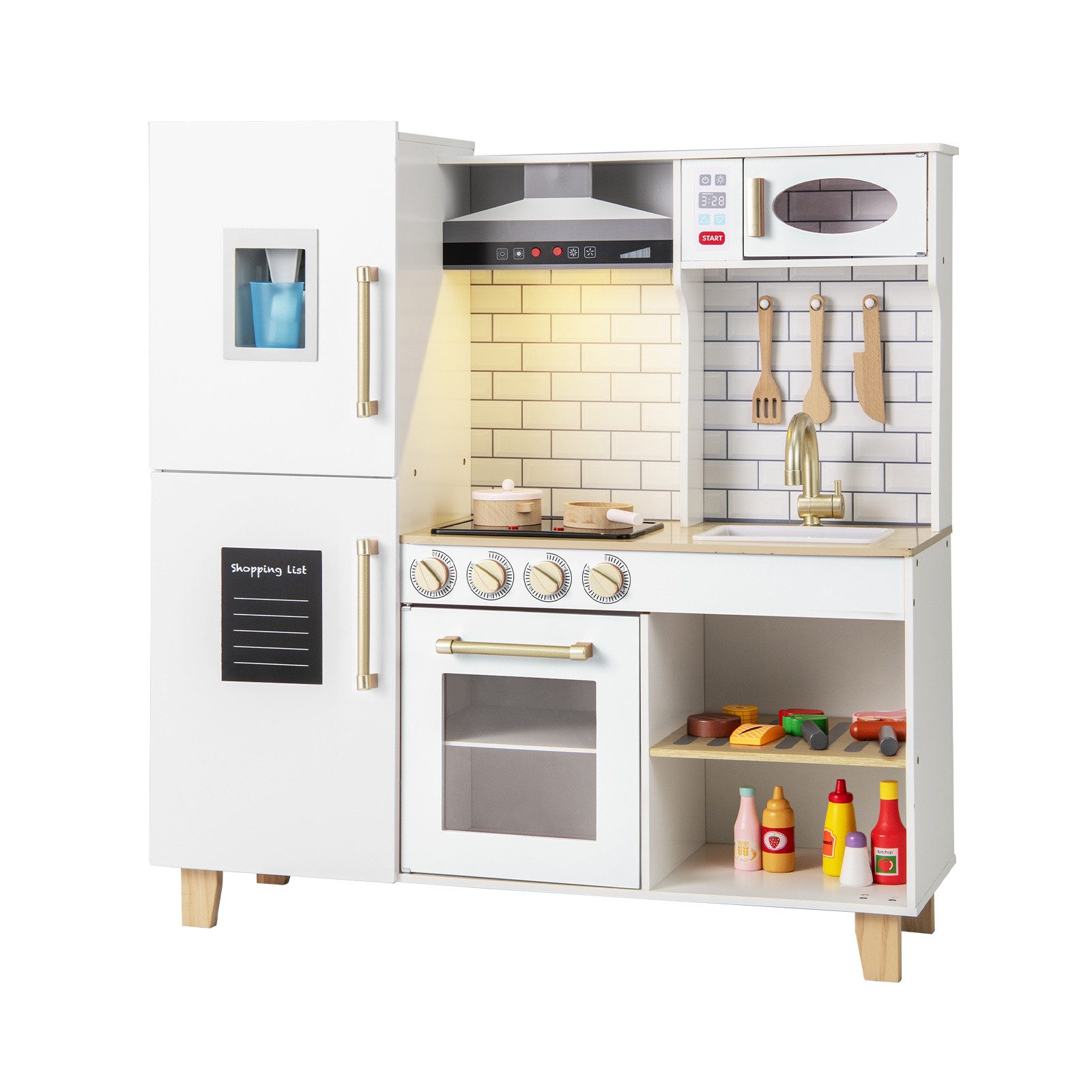 COSTWAY Spielküche, Kinder Küche mit Eismaschine & Tafel