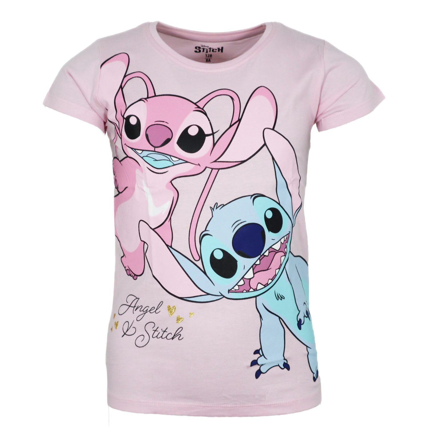 Disney Print-Shirt Disney Lilo und Stitch Angel Kinder kurzarm T-Shirt Shirt 100% Baumwolle, Gr. 92 bis 128