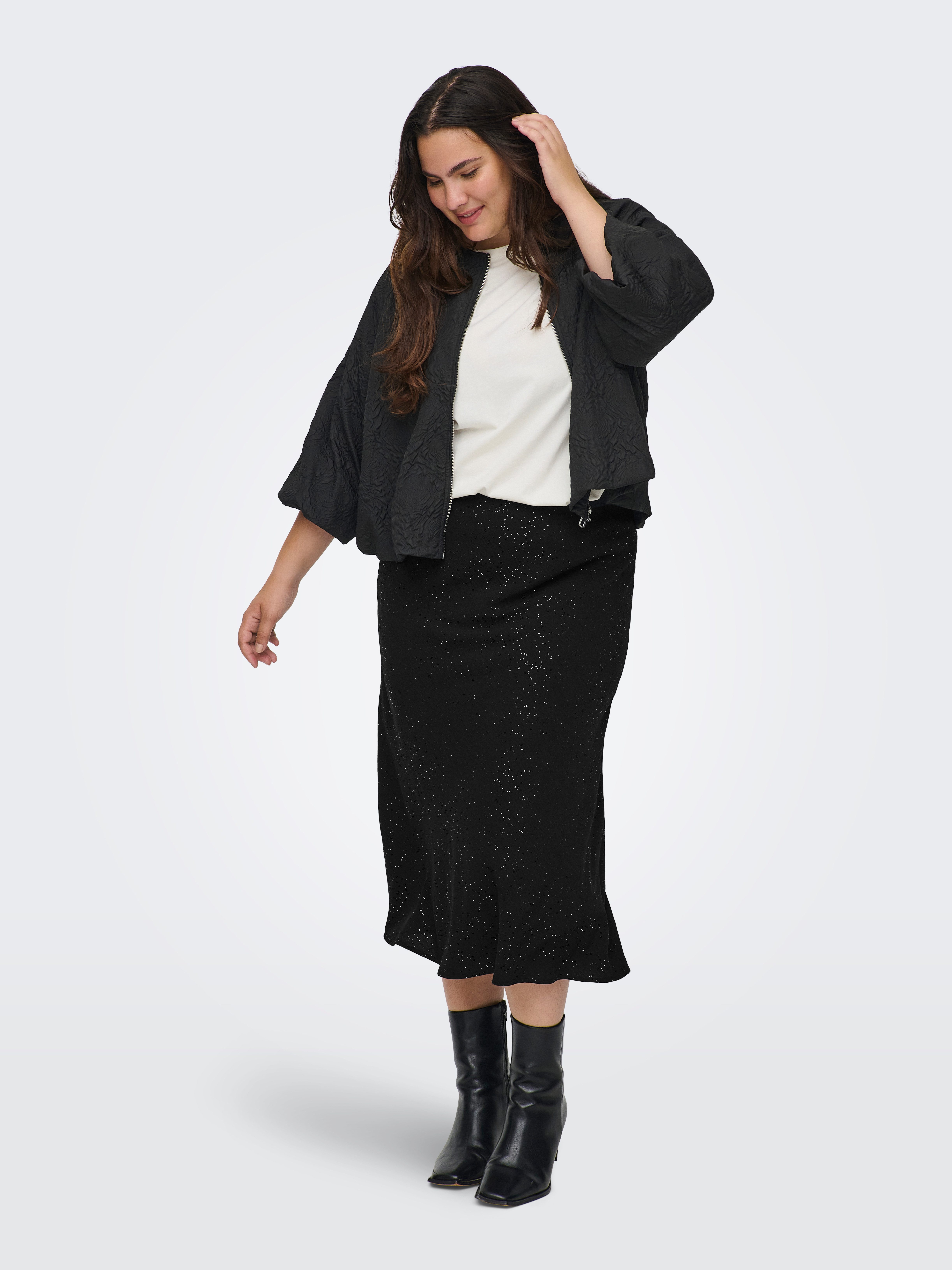 ONLY CARMAKOMA Midirock CARJOSEE METTA LIFE MIDI SKIRT WVN mit Glitzer Effekt