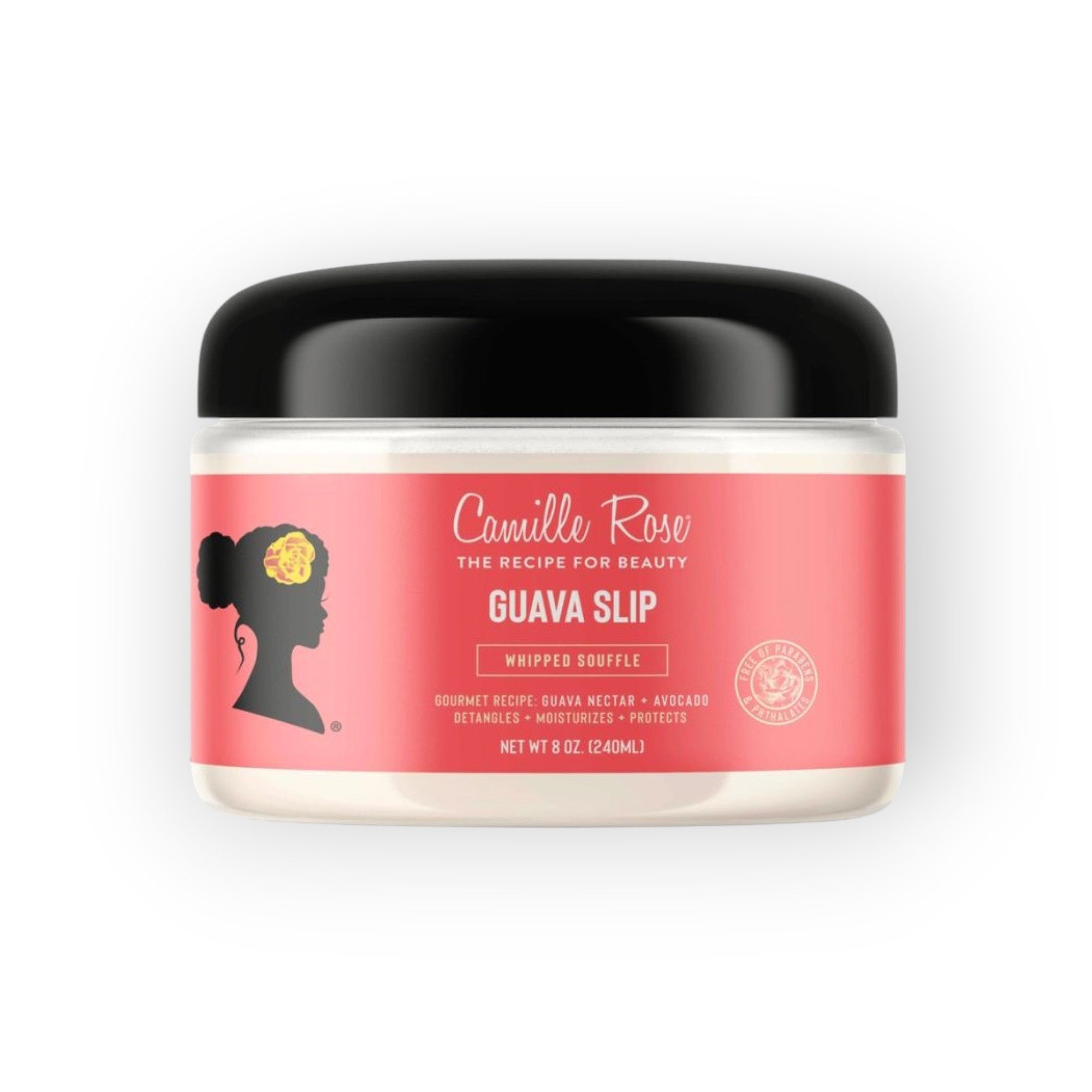 Camille Rose Haargel Guava Slip Whipped Souffle mit Guave Kakadupflaume und Avocado 240 ml, Leichte Stylingcreme für Locken Wellen und krauses Haar