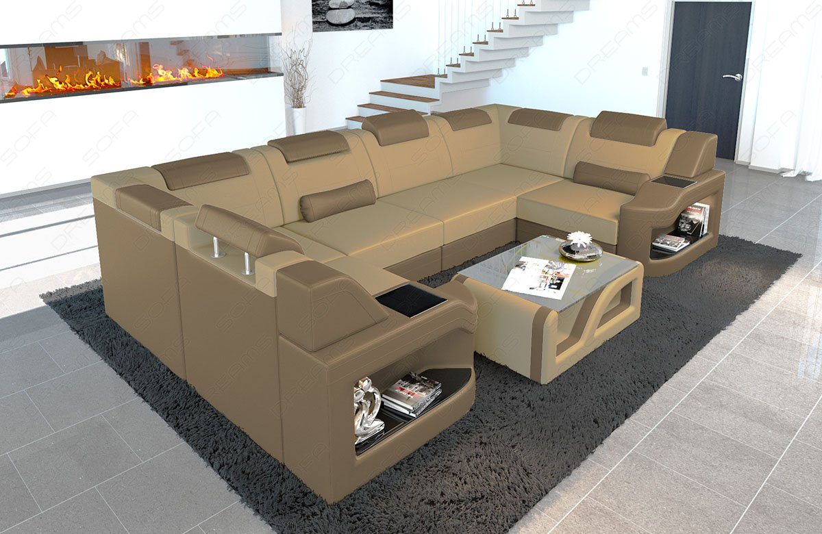 Sofa Dreams Wohnlandschaft Polster Design Stoffsofa Padua U Form M Mikrofaser Stoff Sofa, Couch wahlweise mit Bettfunktion