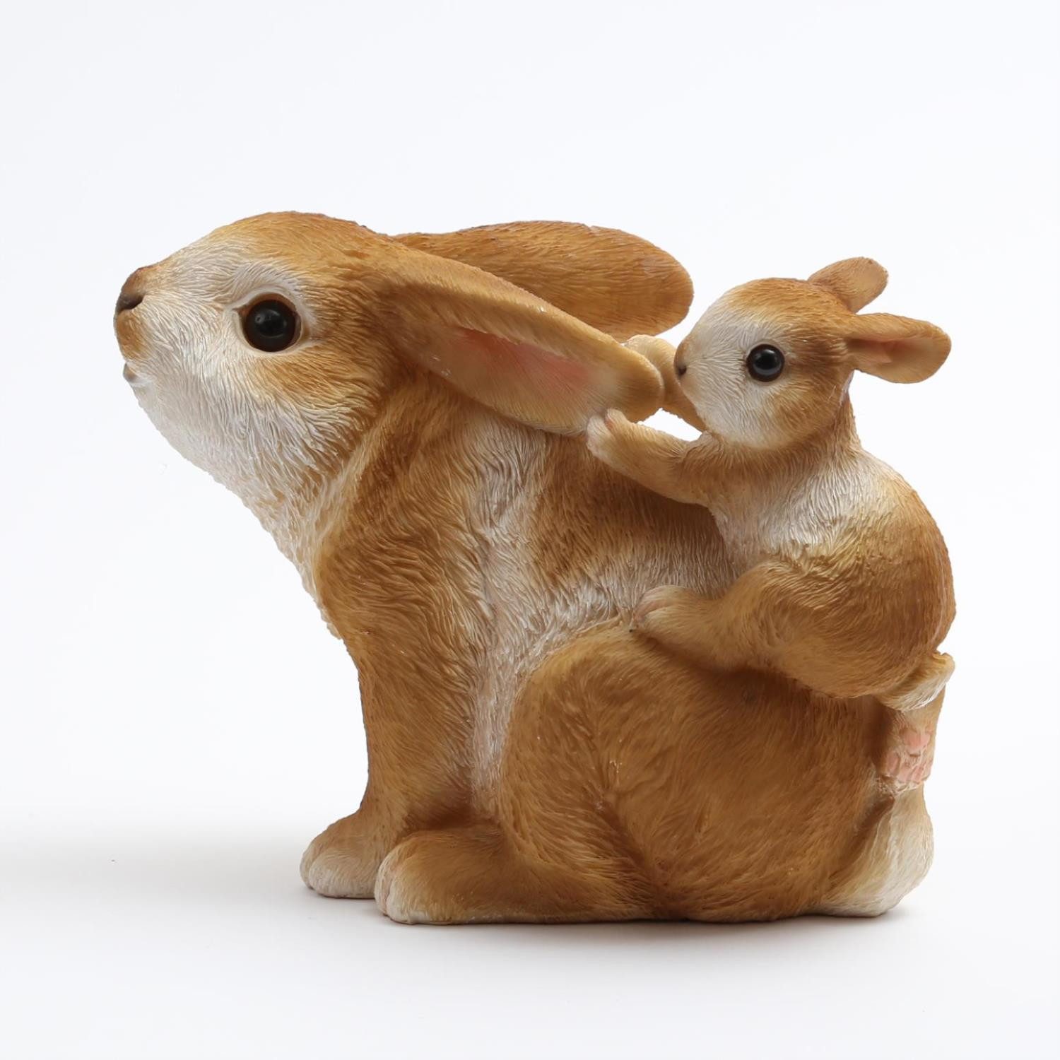 MARELIDA Dekofigur Spielende Hasen Osterhase sitzend Frühlingsdeko Ostern Polyresin braun