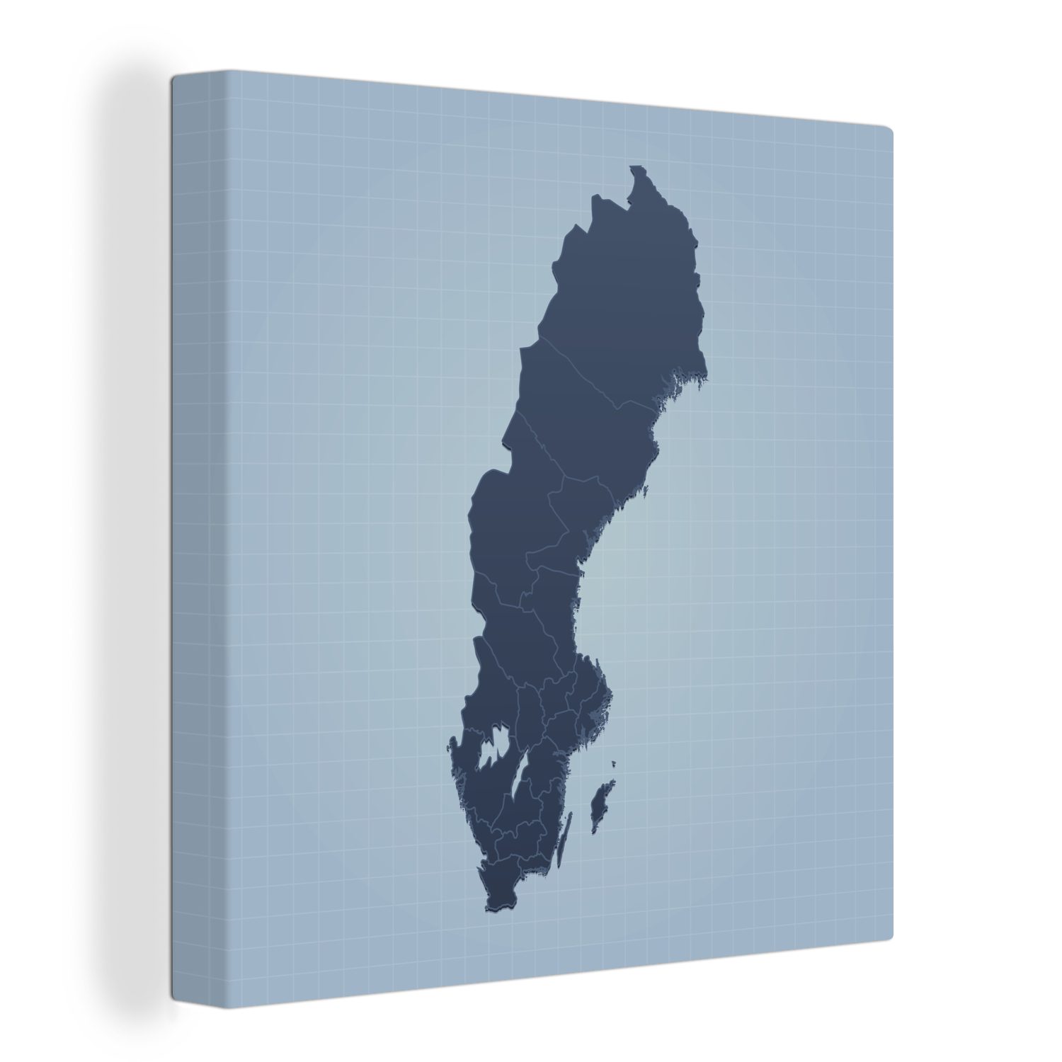 OneMillionCanvasses® Leinwandbild Illustration von Schweden in Blau, (1 St), Leinwand Bilder für Wohnzimmer Schlafzimmer