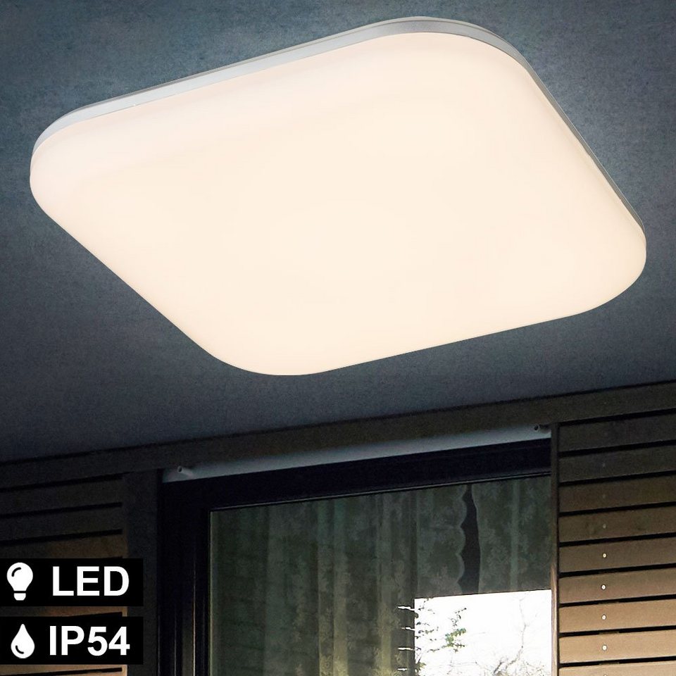 etc-shop Außen-Deckenleuchte, LED weiß inklusive, Leuchtmittel opal Warmweiß, Leuchte Außen eckig Lampe Beleuchtung Decken Garten