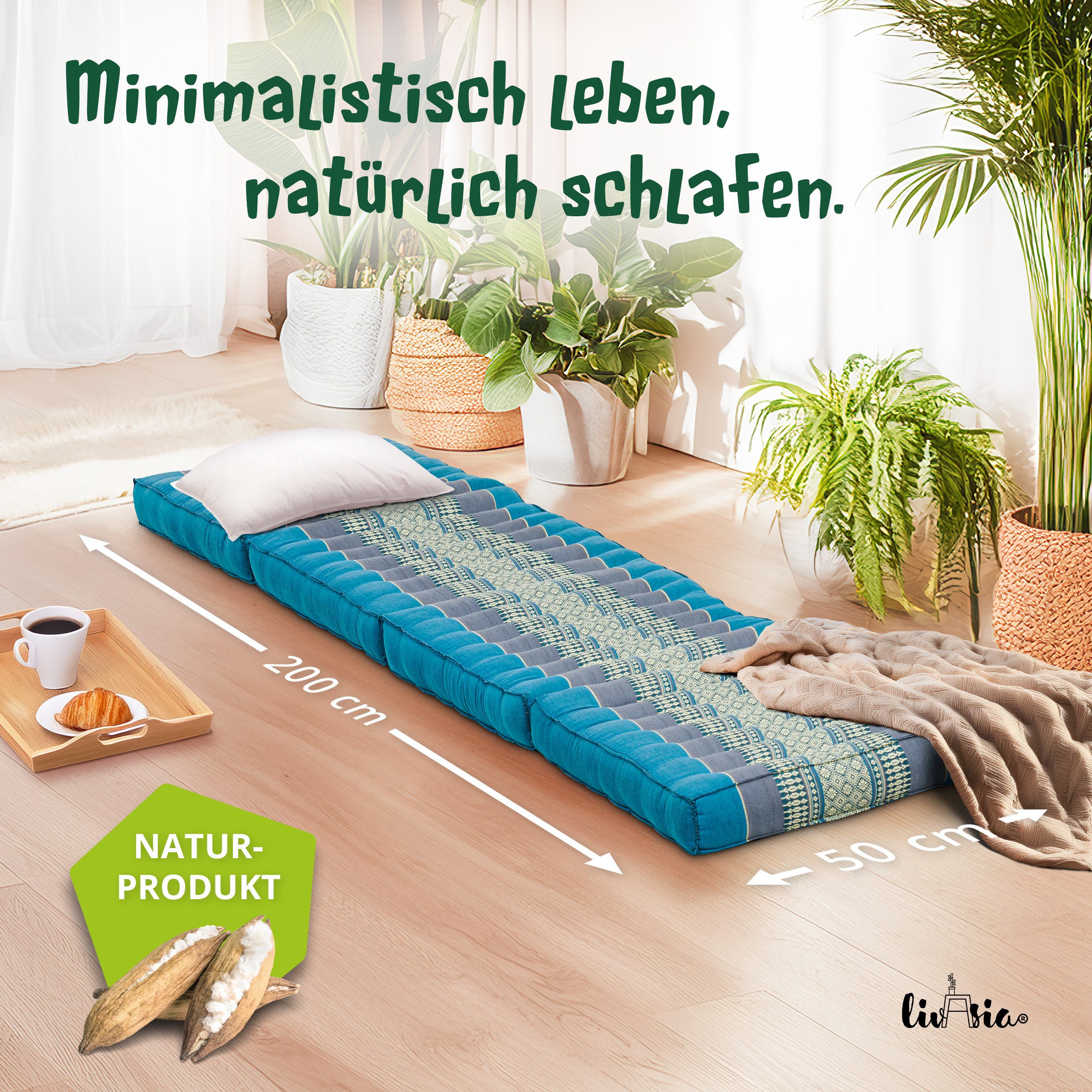 Klappmatratze Faltmatratze 50 cm breit (Classic) - 200x50x8cm, livasia, Kap günstig online kaufen