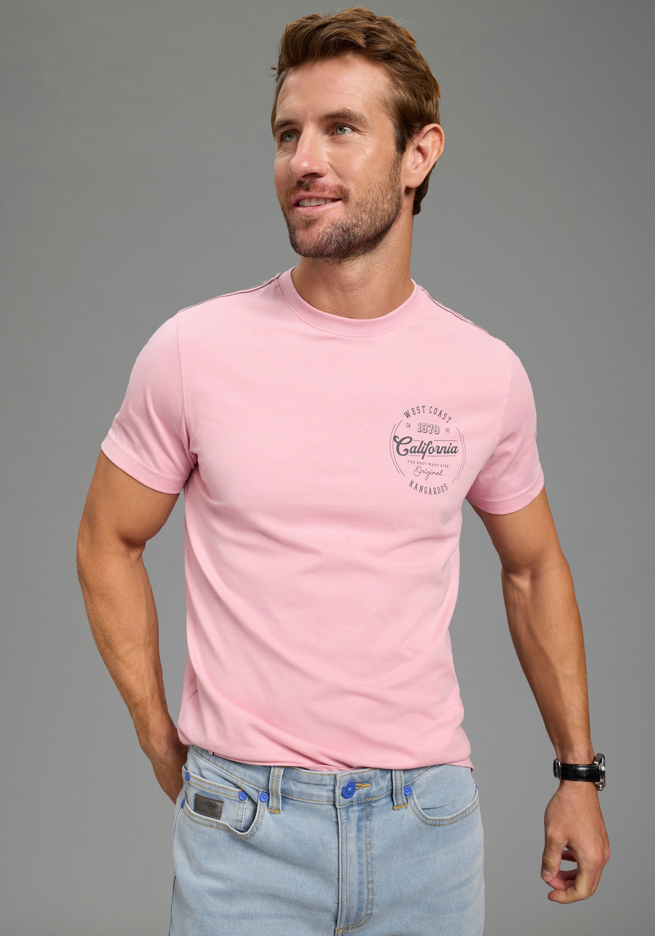 KangaROOS T-Shirt schmale Passform, Halbarmshirt, mit Rundhalsausschnitt mi günstig online kaufen