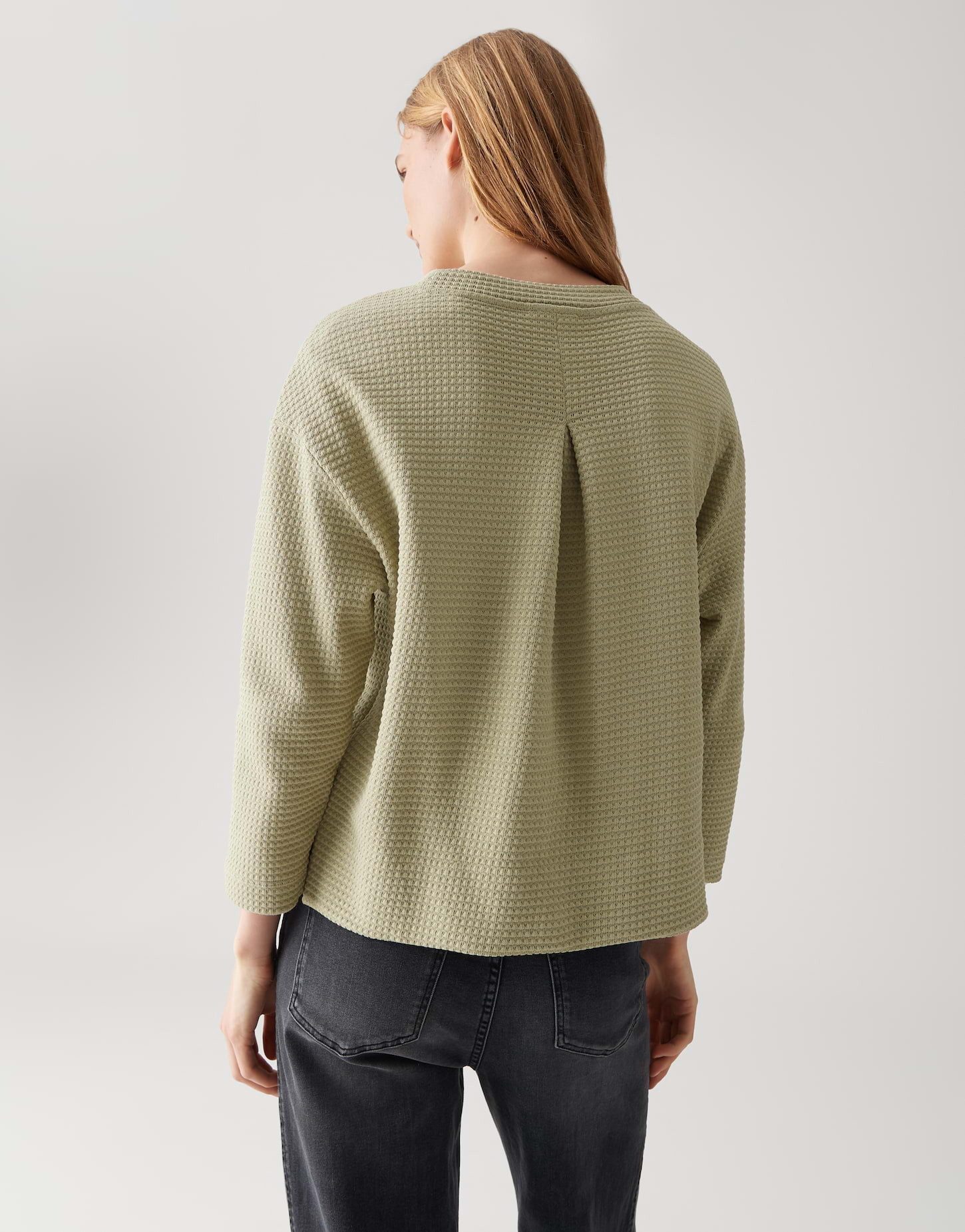 OPUS Sweatshirt GELIX mit zweifarbiger Struktur schmal zulaufend, Fledermausärmel mit Raglan