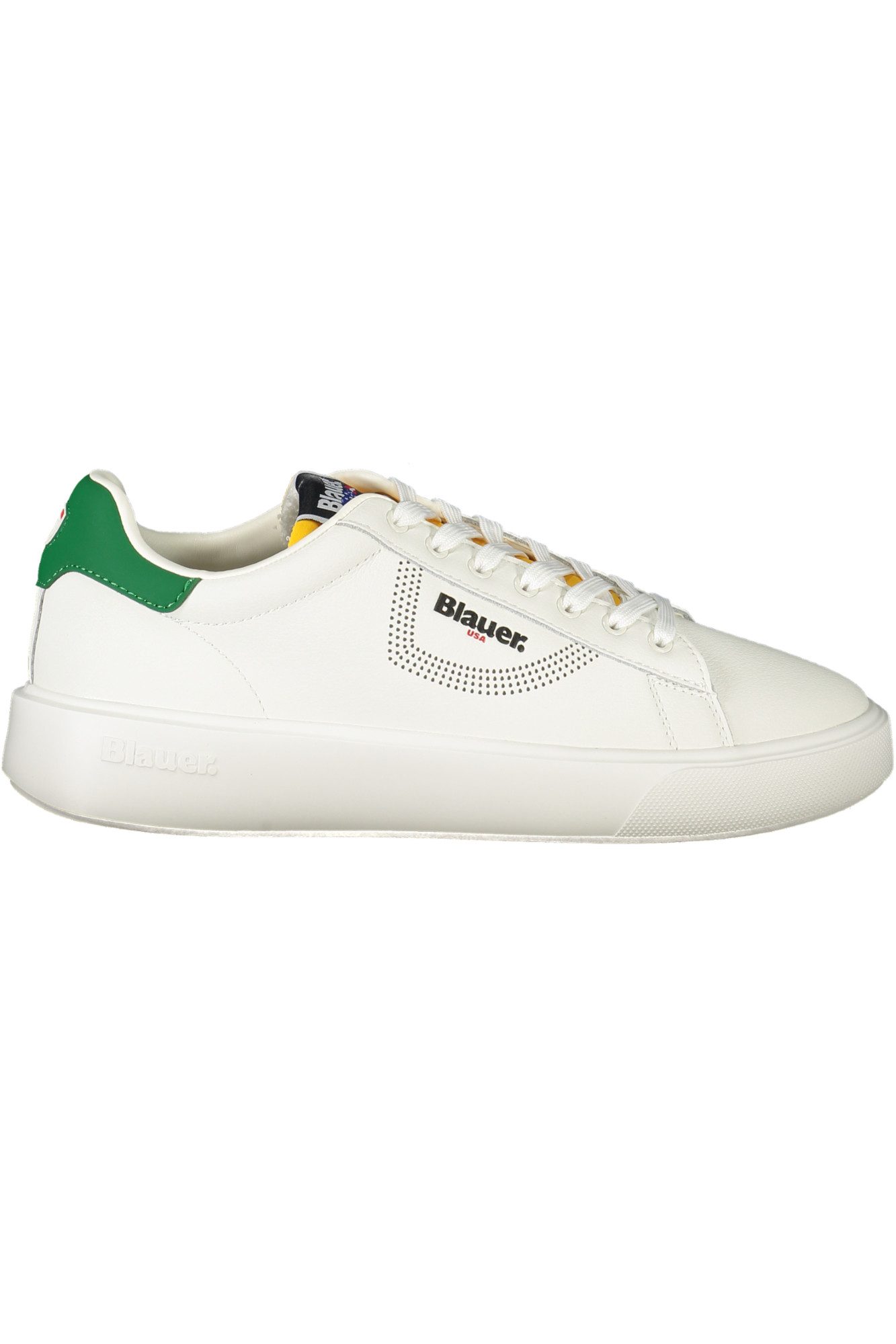 Blauer Sneaker Weißer Herren-Sportschuh mit grünen Details und