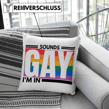 Trendation Dekokissen Trendation - LGBT Kissen Geschenk für Schwule Lesben Transgender Sounds Gay Im In Regenbogen Lustige Grafik Regenbogen Dekokissen mit Füllung 40x40