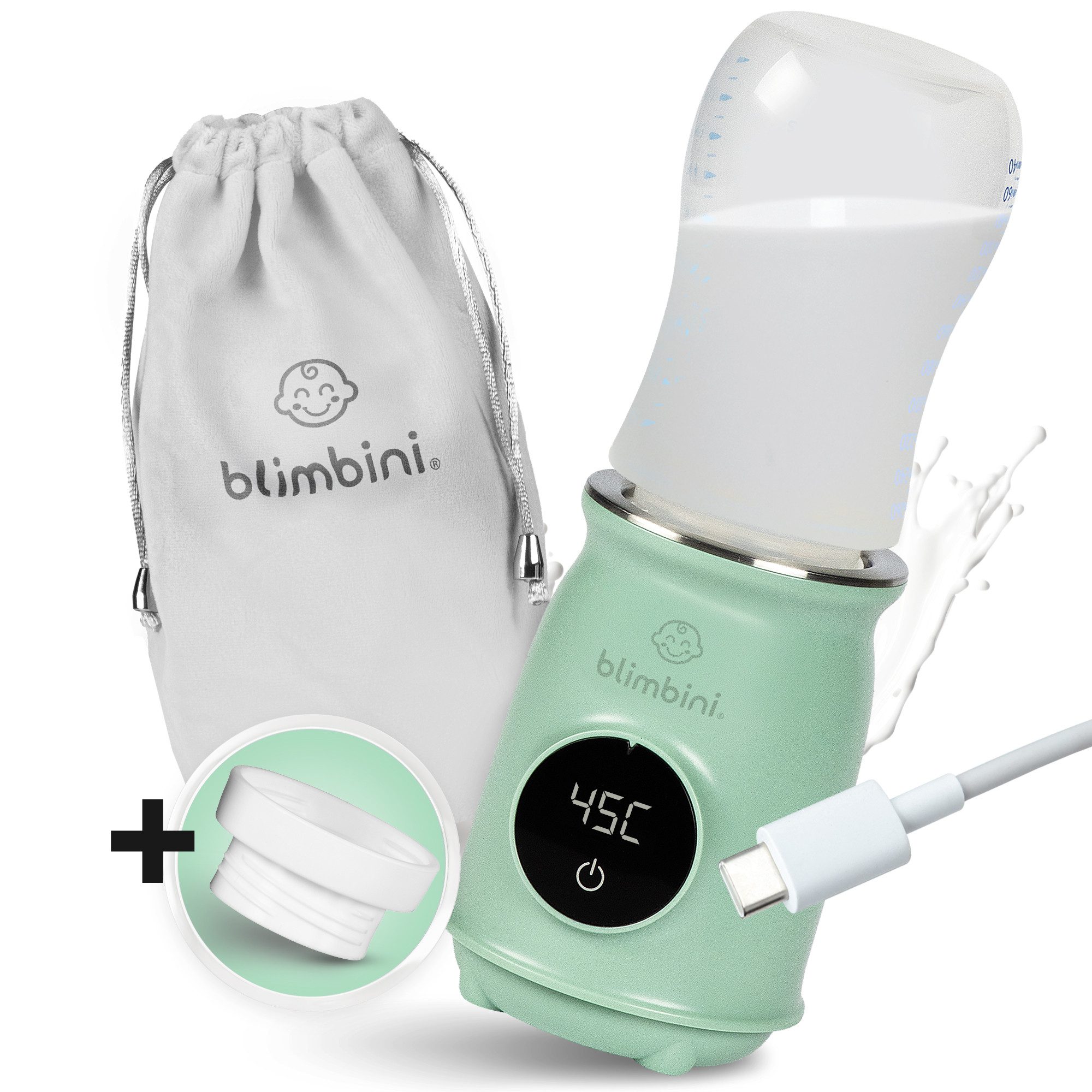 blimbini® Babyflaschenwärmer Pro, Baby Flaschenwärmer für unterwegs mit Akku - ideal zum Reisen